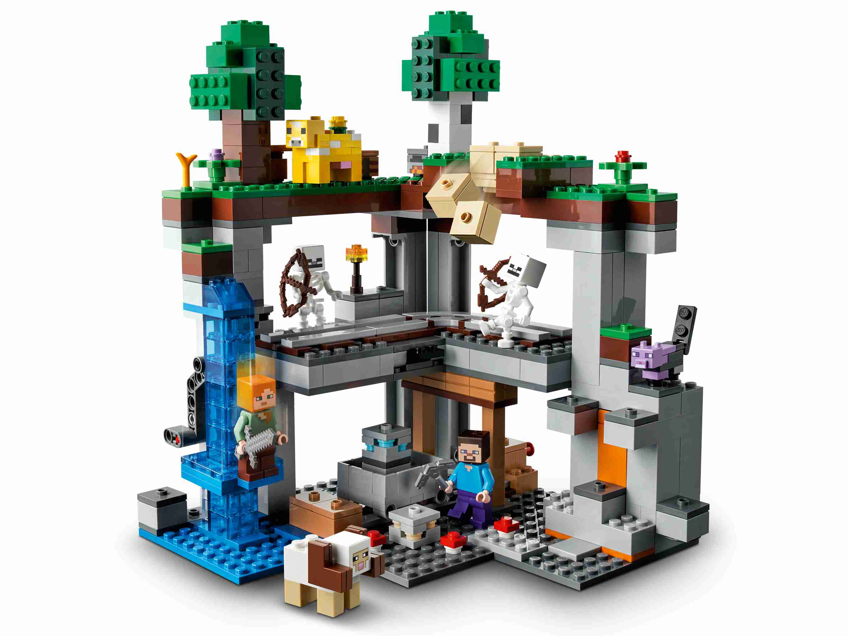 LEGO 21169 Minecraft Das erste Abenteuer, mit Steve, Alex, Skeletten, Moobloom 