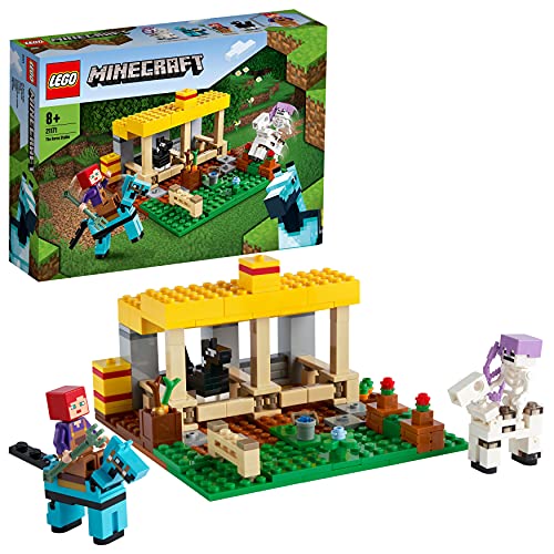 LEGO 21171 Minecraft Der Pferdestall Bauernhof Spielzeug, Set mit Figuren: Pferd
