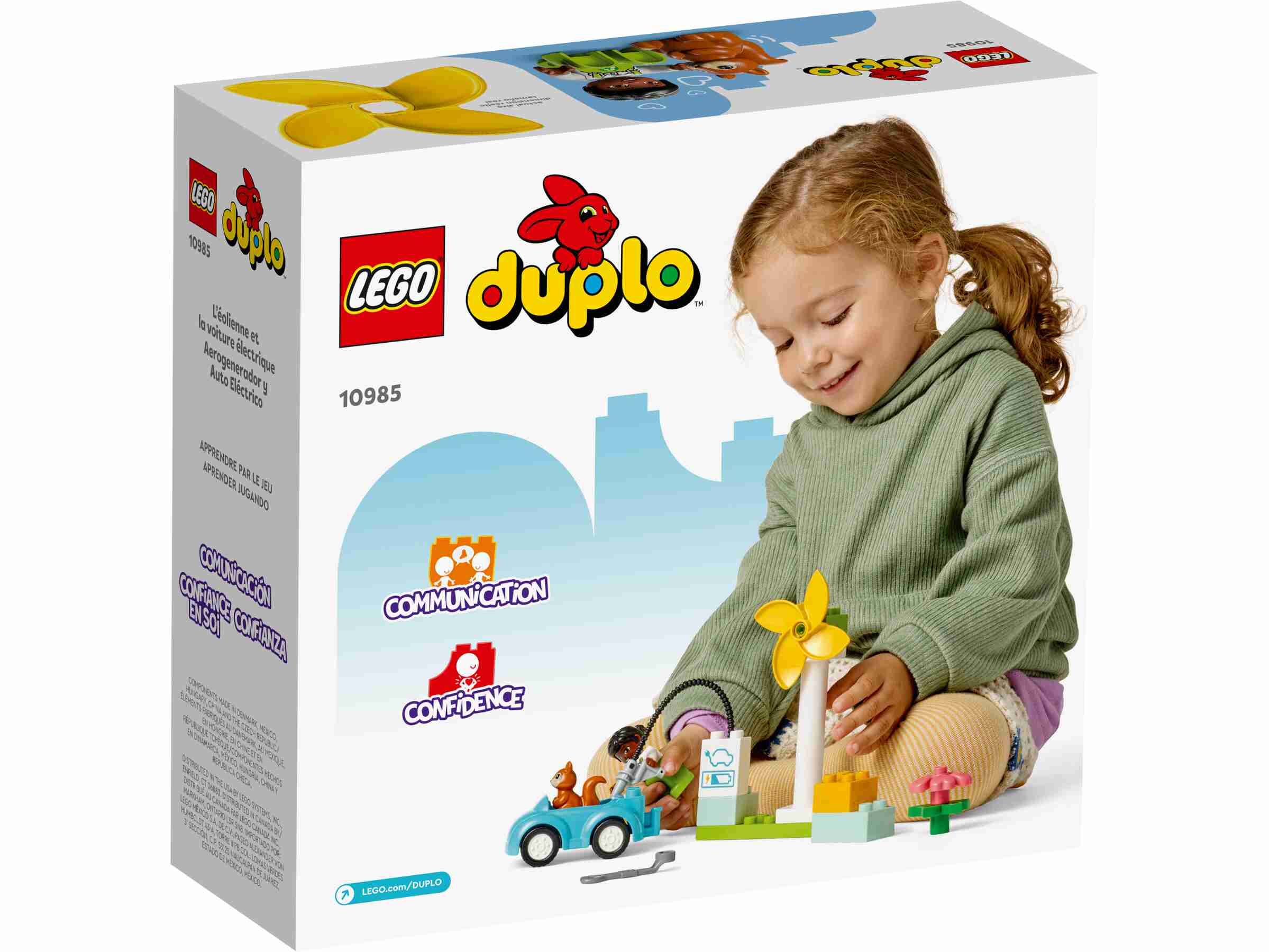 LEGO 10985 DUPLO Windrad und Elektroauto, Ladestation, Technikerin, Eichhörnchen