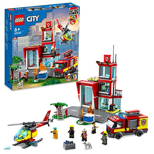 LEGO 60320 City Feuerwache,  mit Garage, Feuerwehrauto, Hubschrauber