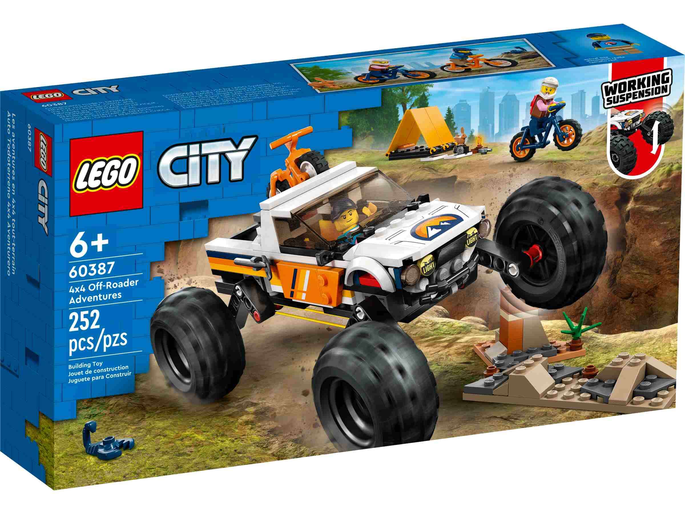 LEGO 60387 City Offroad Abenteuer, 2 Minifiguren, Tierfigur, Starke Fahrzeuge