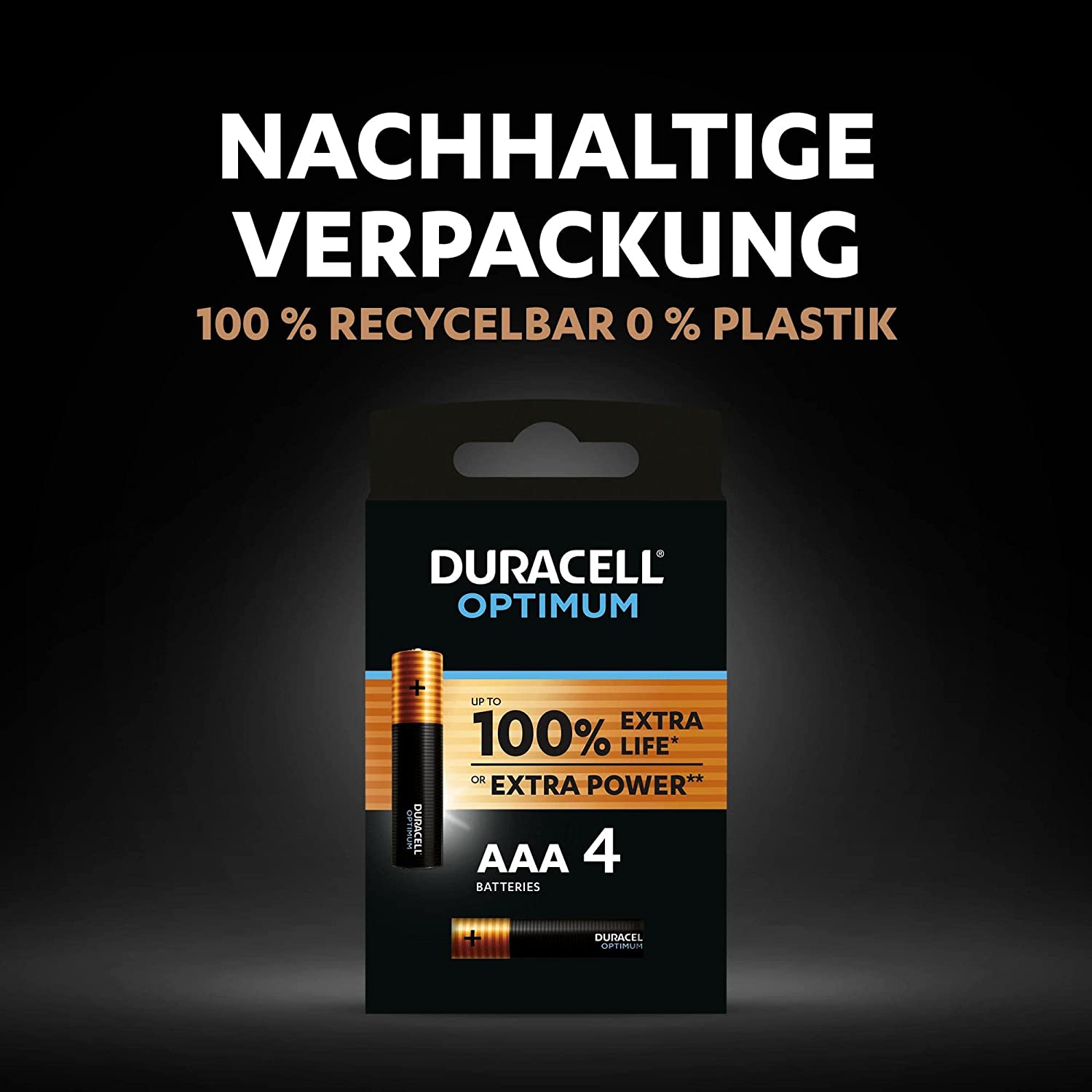 Duracell Optimum LR03, 1.5V Alkaline Batterie, AAA Micro MX2400, 4er-Pack