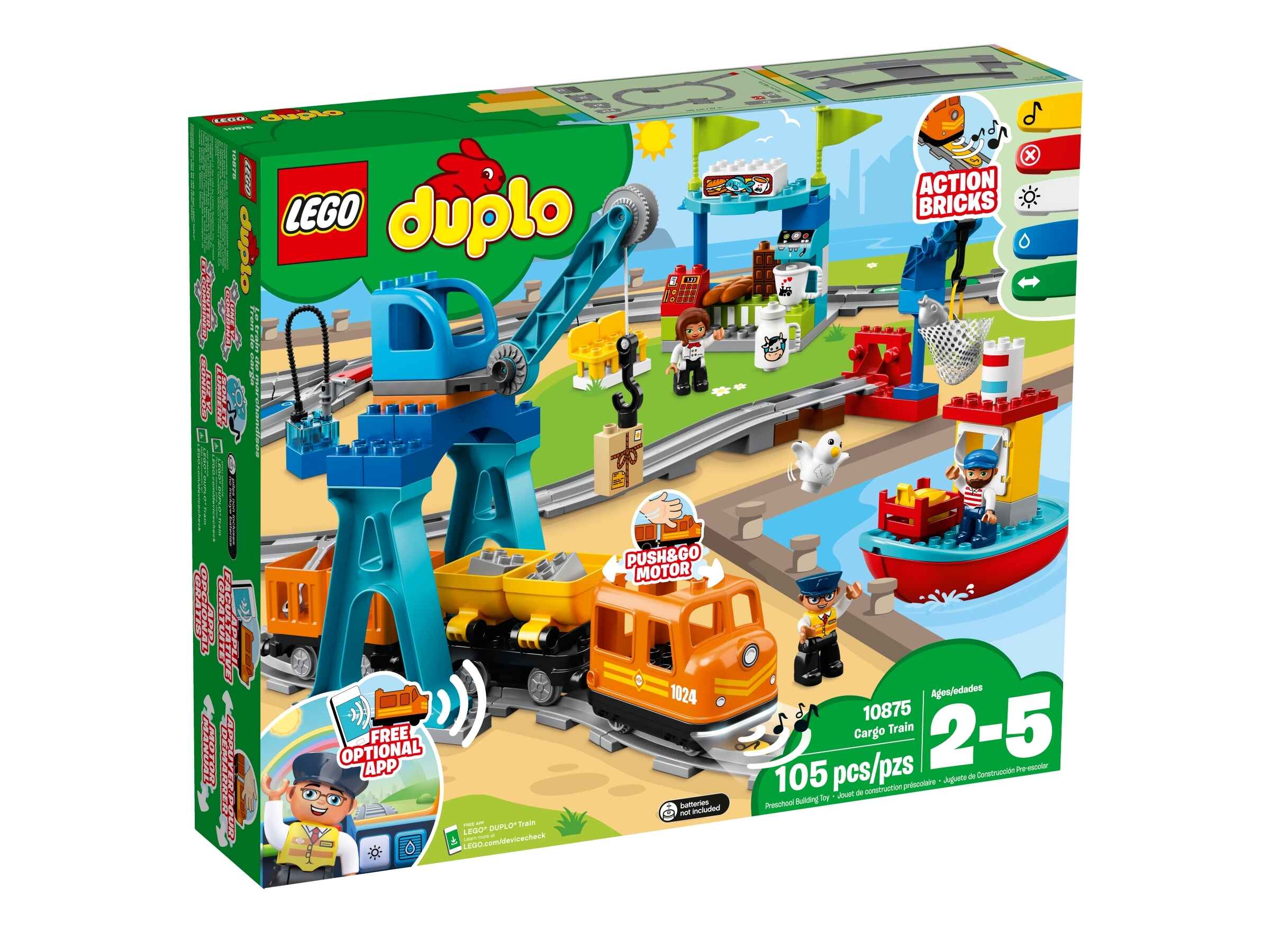 LEGO 10875 DUPLO Güterzug, Push & Go-Lok mit Lichtern und Geräuschen