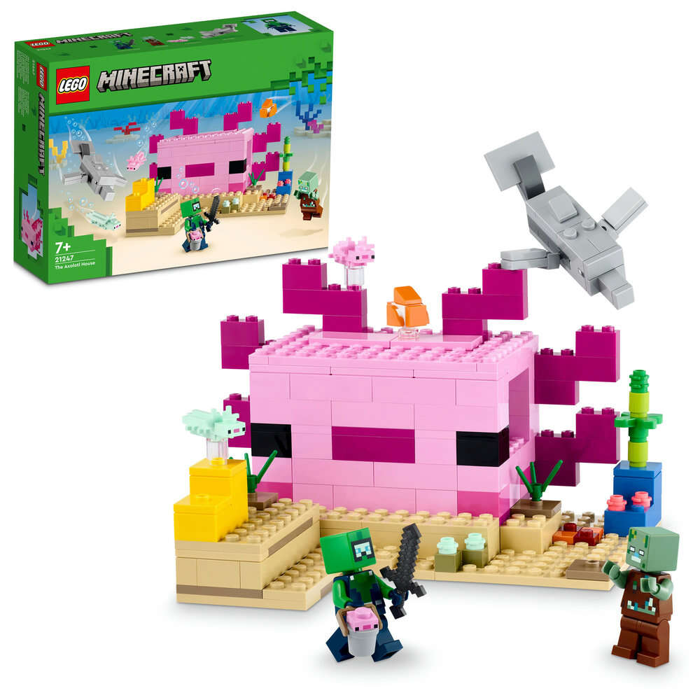 LEGO 21247 Minecraft Das Axolotl-Haus, authentische Minecraft Figuren
