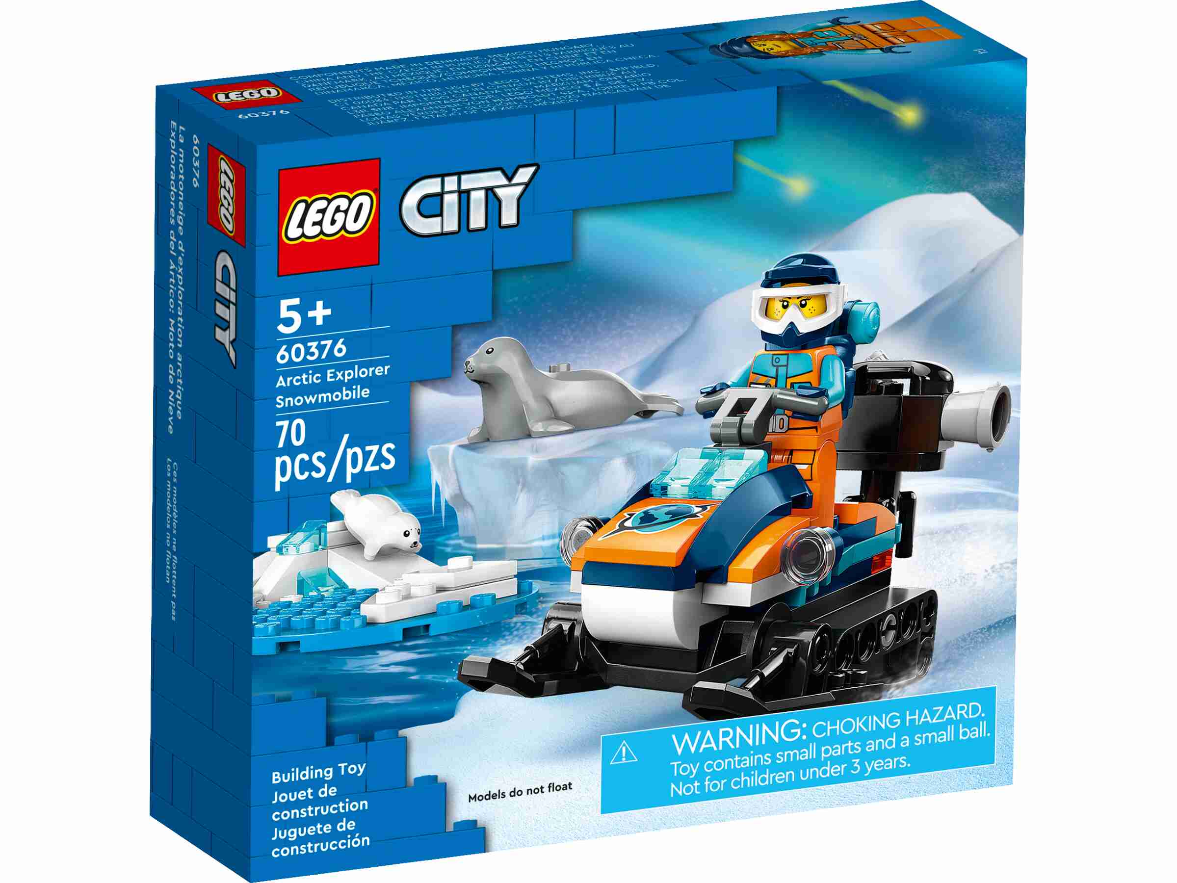 LEGO 60376 City Arktis-Schneemobil, Minifigur, Robbe und Robbenjunges