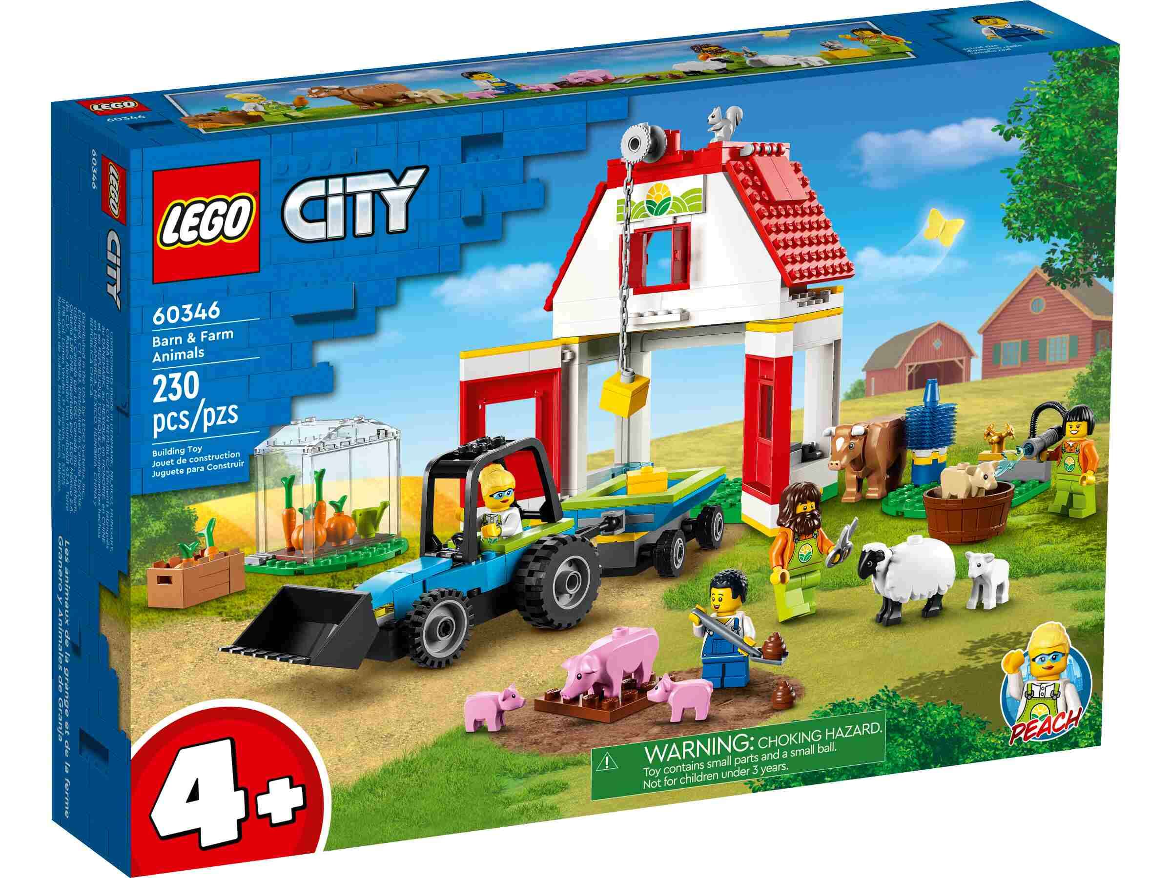 LEGO 60346 City Bauernhof mit Tieren, 4 Minifiguren, Scheune, Gewächshaus
