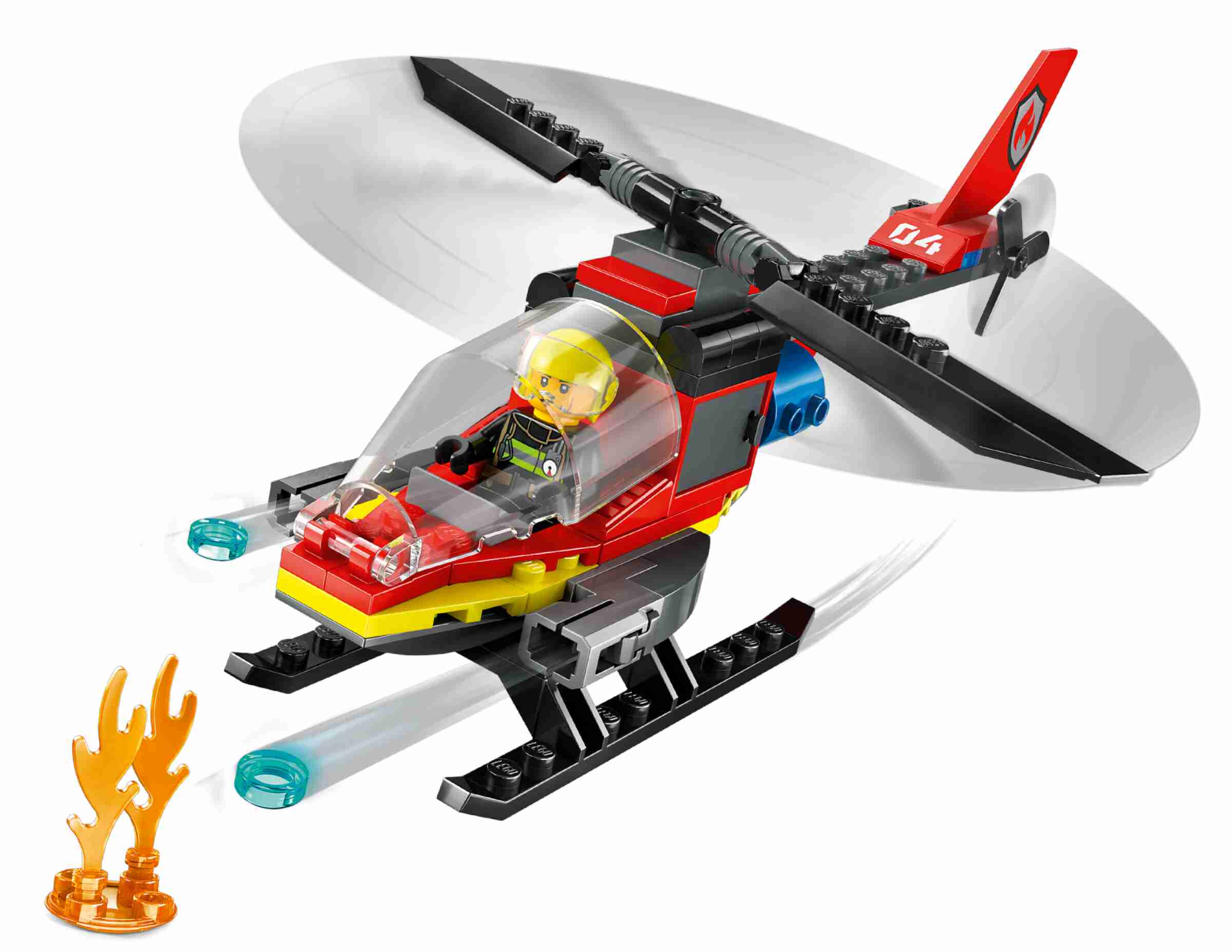 LEGO 60411 City Feuerwehrhubschrauber, 2 Löschkanonen, 1 Minifigur