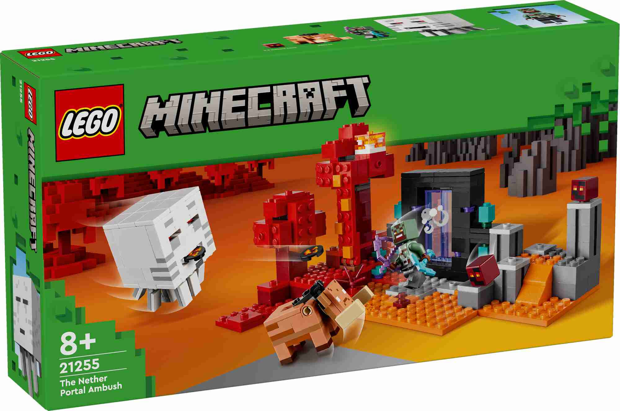 LEGO 21255 Minecraft Hinterhalt am Netherportal, 2 Magmawürfel, Hoglin und Ghast