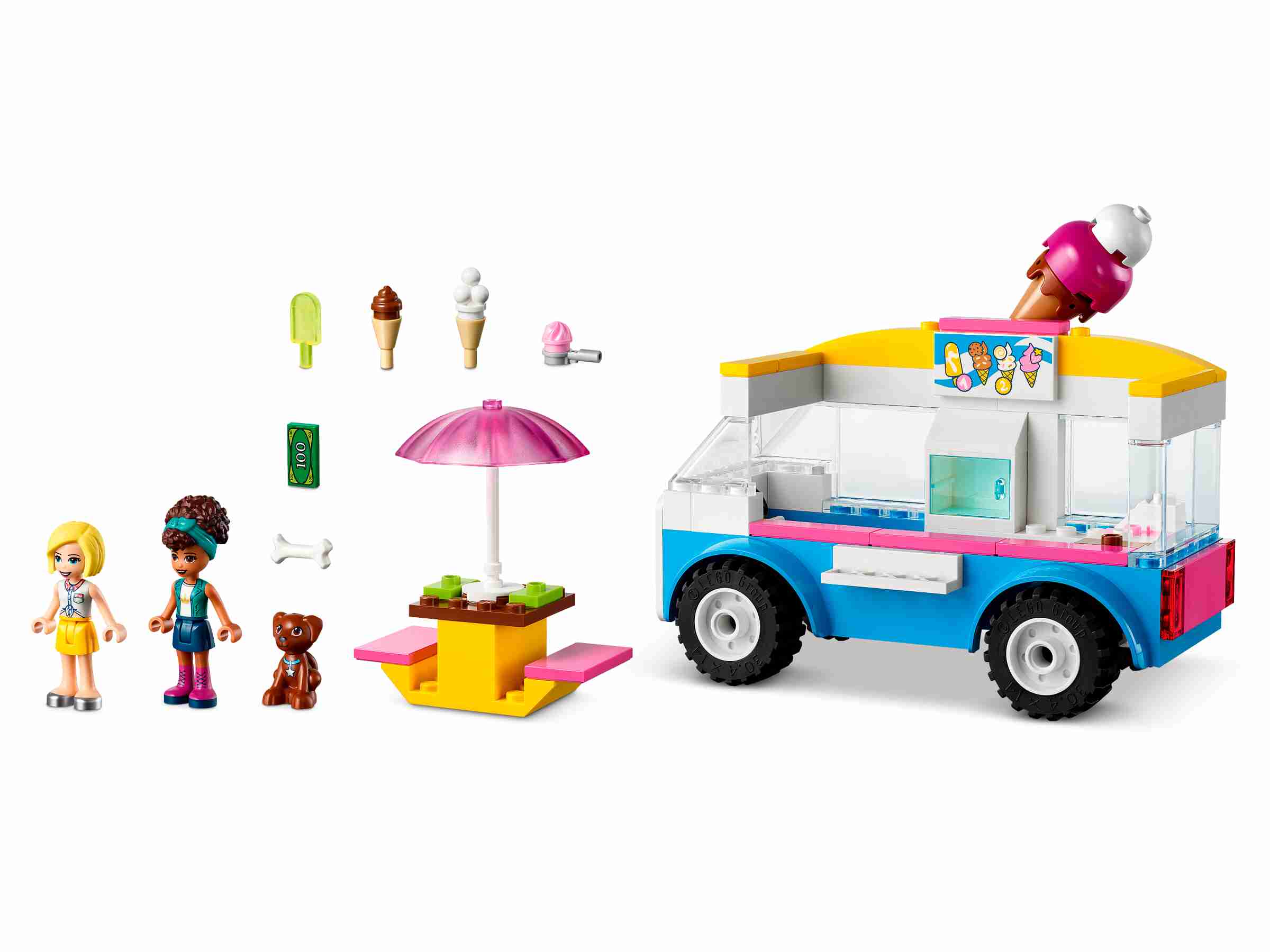 LEGO 41715 Friends Eiswagen mit Spielfiguren Andrea und Roxy sowie einen Hund