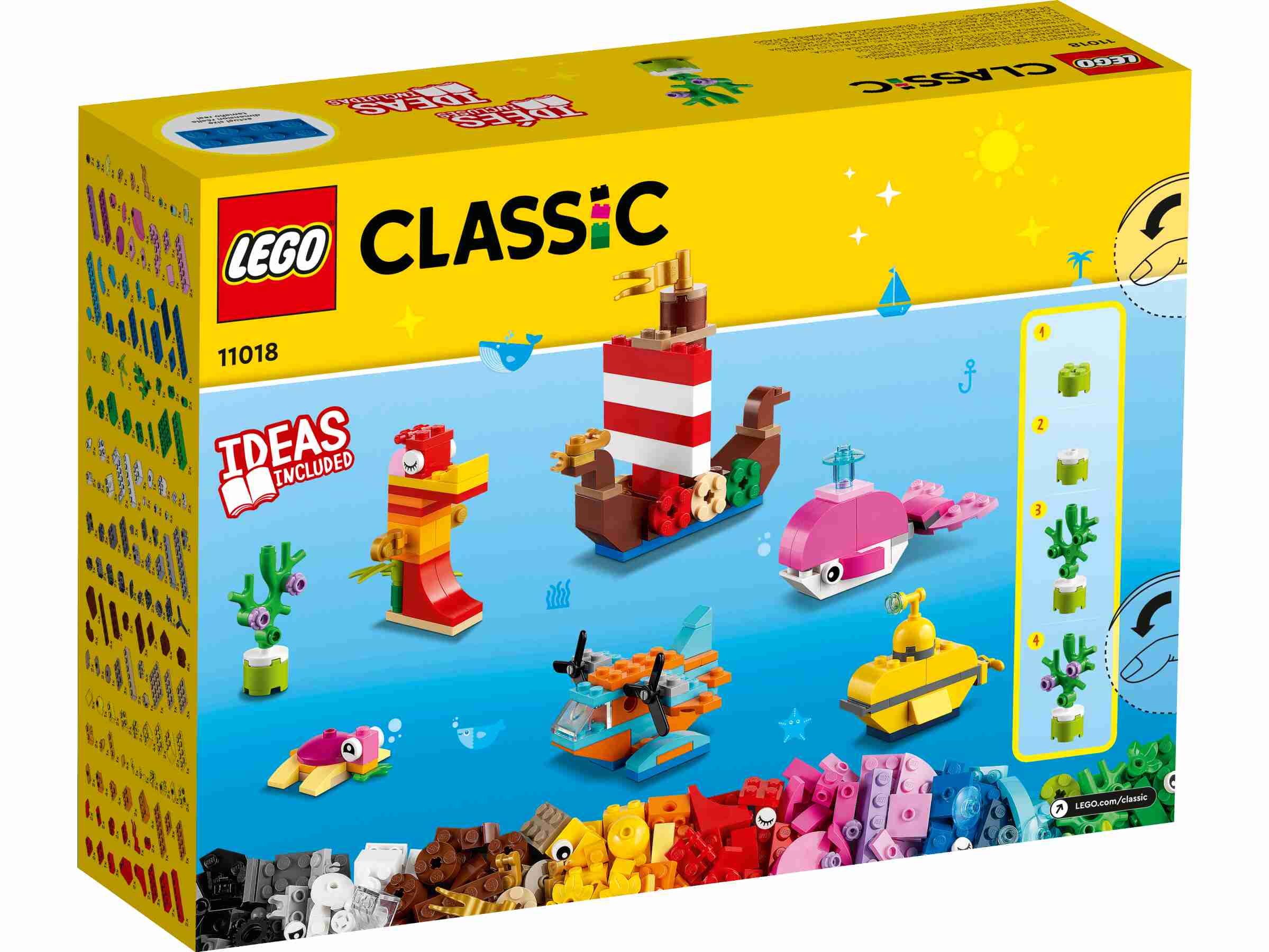 LEGO 11018 Classic Kreativer Meeresspaß, 6 Bauideen für Meeresmodelle
