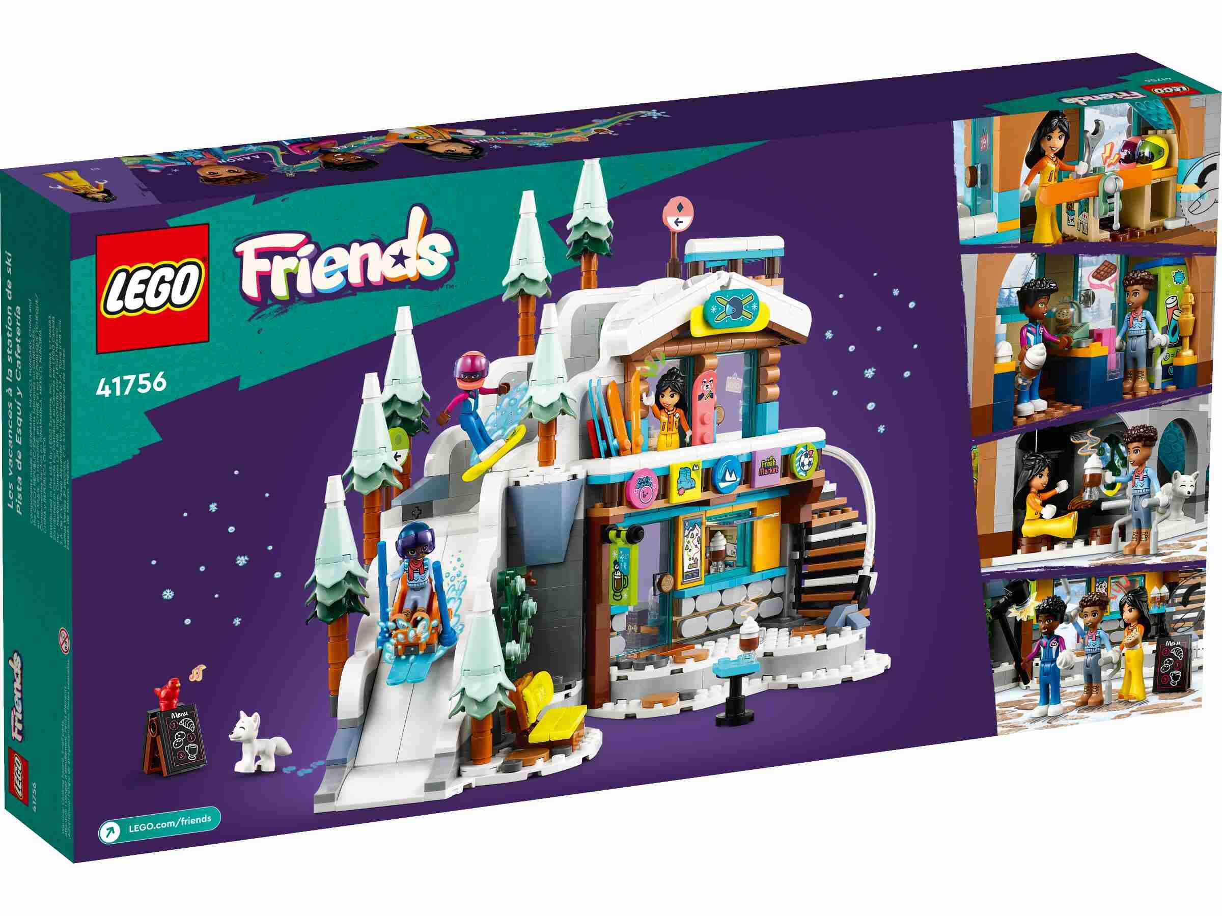 LEGO 41756 Friends Skipiste und Café, inkl. Ski-Shop, 3 Spielfiguren und Zubehör