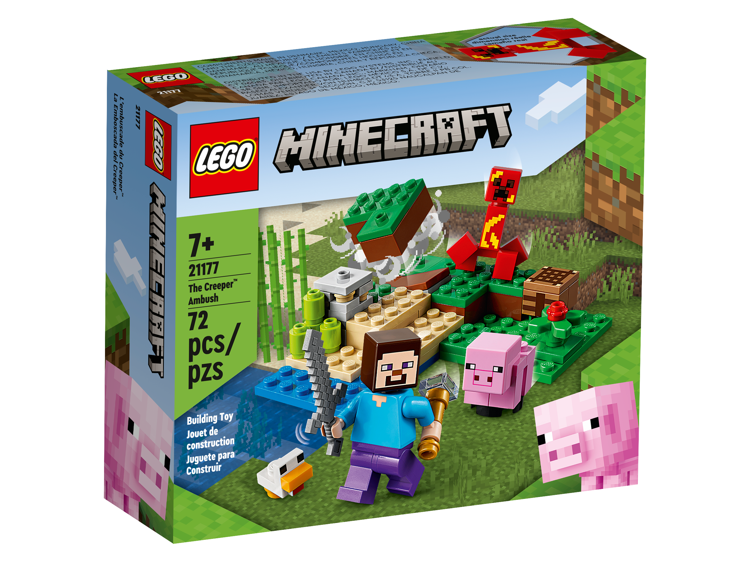 LEGO 21177 Minecraft Der Hinterhalt des Creeper, Set, Steve, Schweinchen, Küken