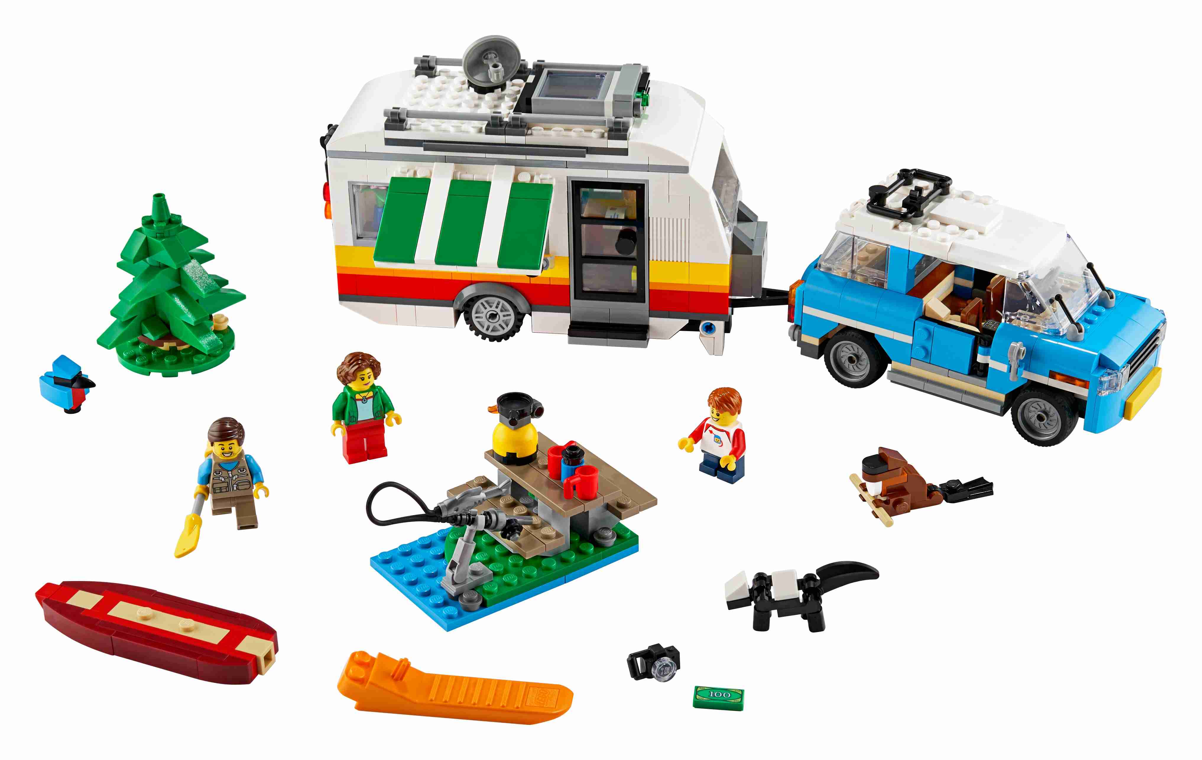 LEGO 31108 Creator 3-in-1 Campingurlaub Spielset mit Auto, Wohnmobil, Leuchtturm