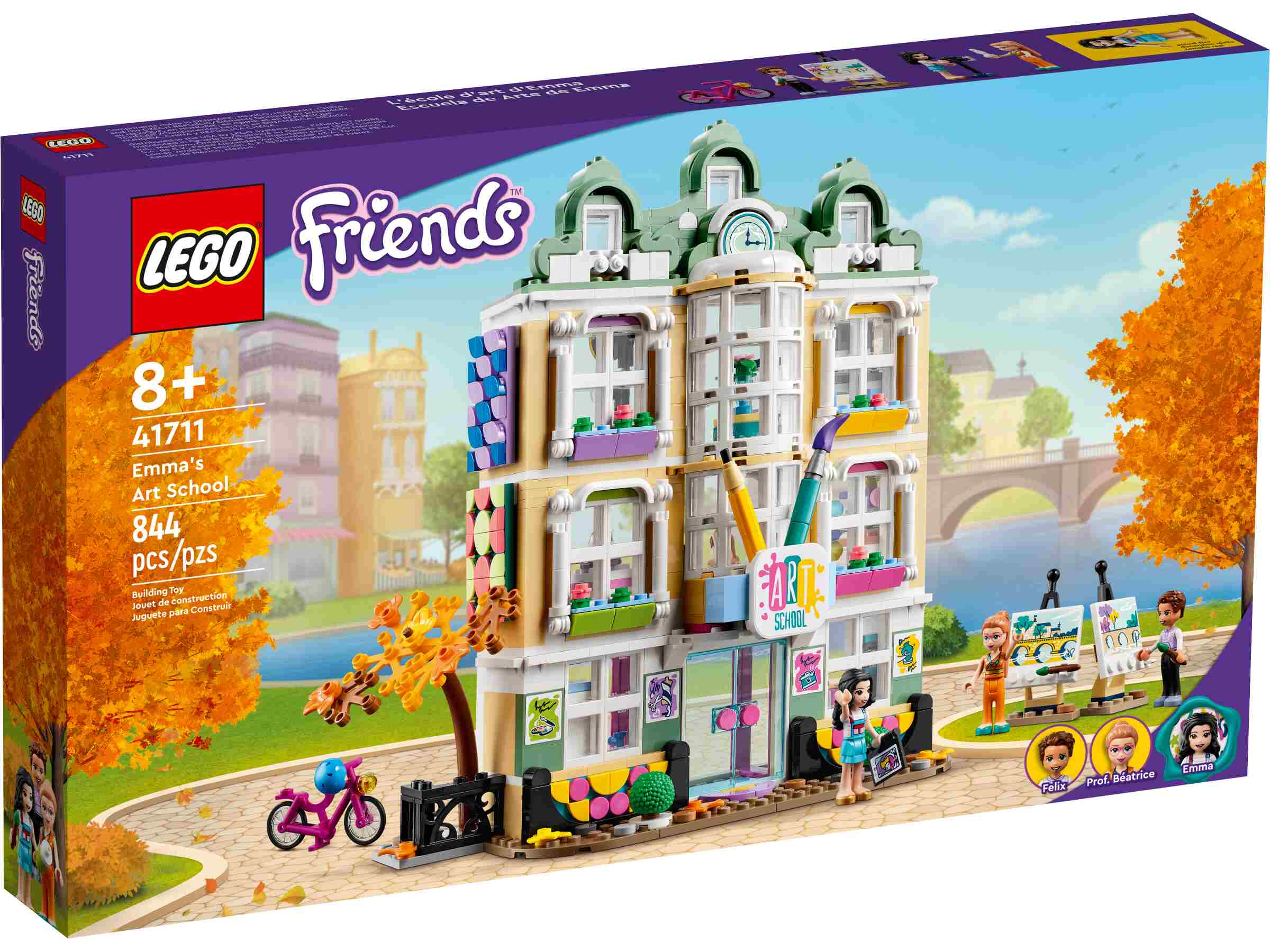 LEGO 41711 Friends Emmas Kunstschule, Heartlake City Schule mit 3 Mini-Puppen