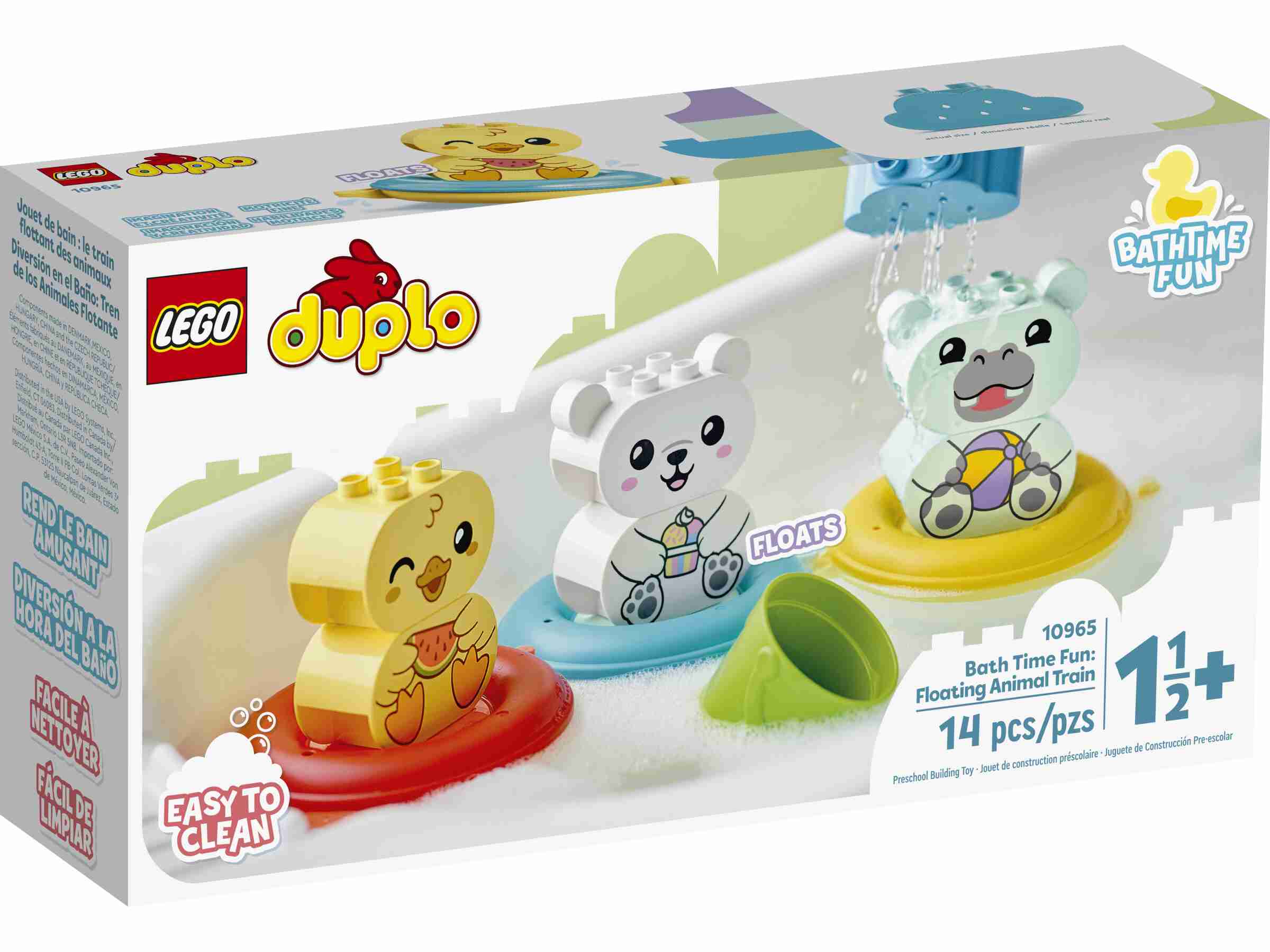 LEGO 10965 DUPLO Badewannenspaß: Schwimmender Tierzug, Flusspferd, Ente, Eisbär
