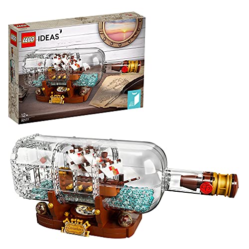 LEGO 92177 Ideas Schiff in der Flasche, 6 Kanonen, 3 Masten, bedruckte Segel