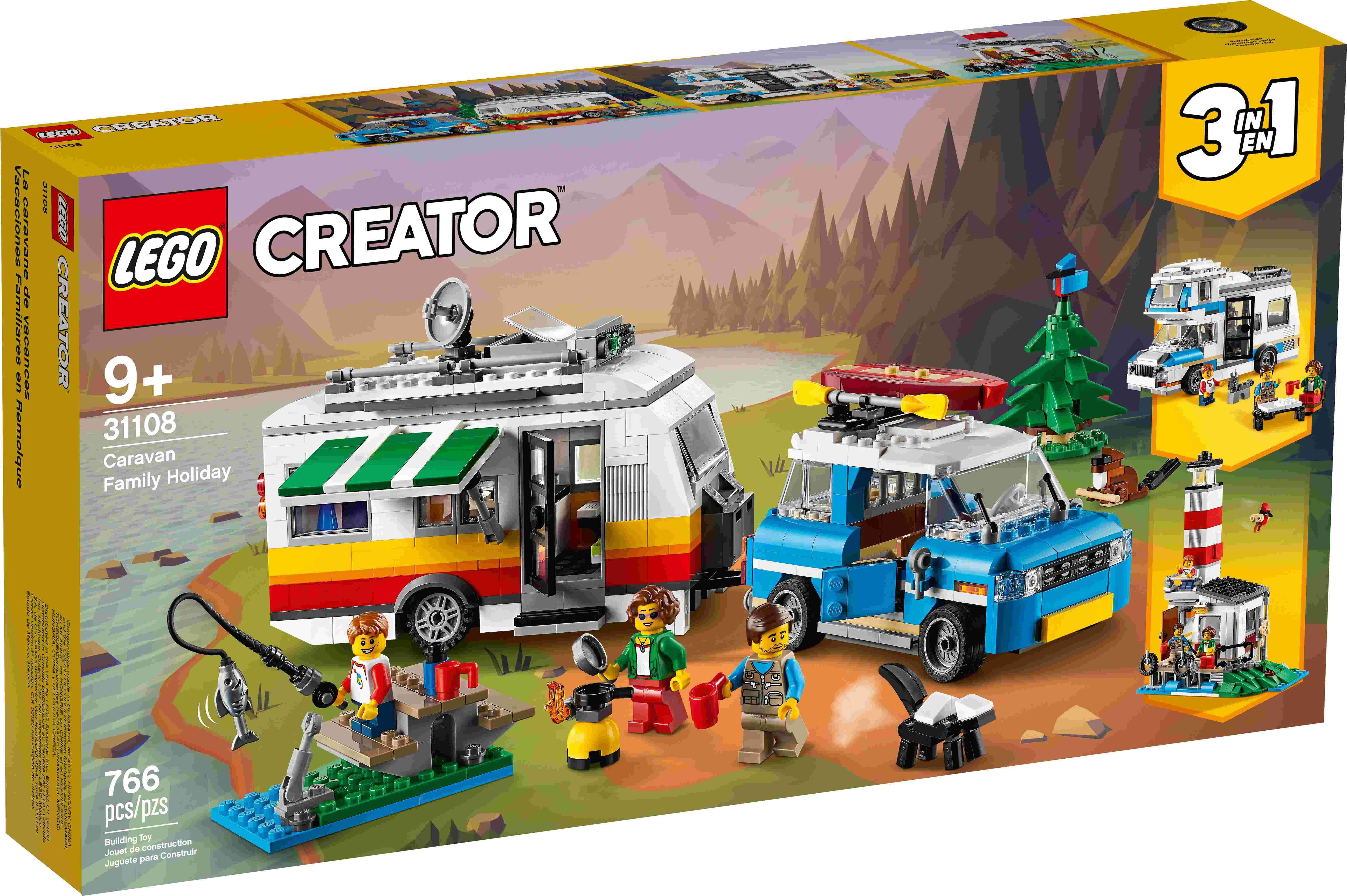 LEGO 31108 Creator 3-in-1 Campingurlaub Spielset mit Auto, Wohnmobil, Leuchtturm