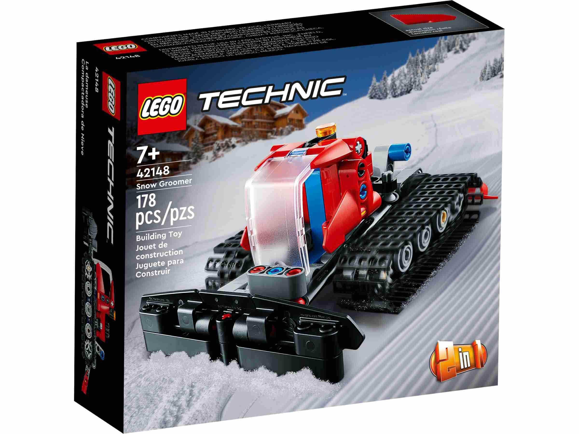 LEGO 42148 Technic Pistenraupe, 2-in-1-Modell, Gummireifen und Gummiketten
