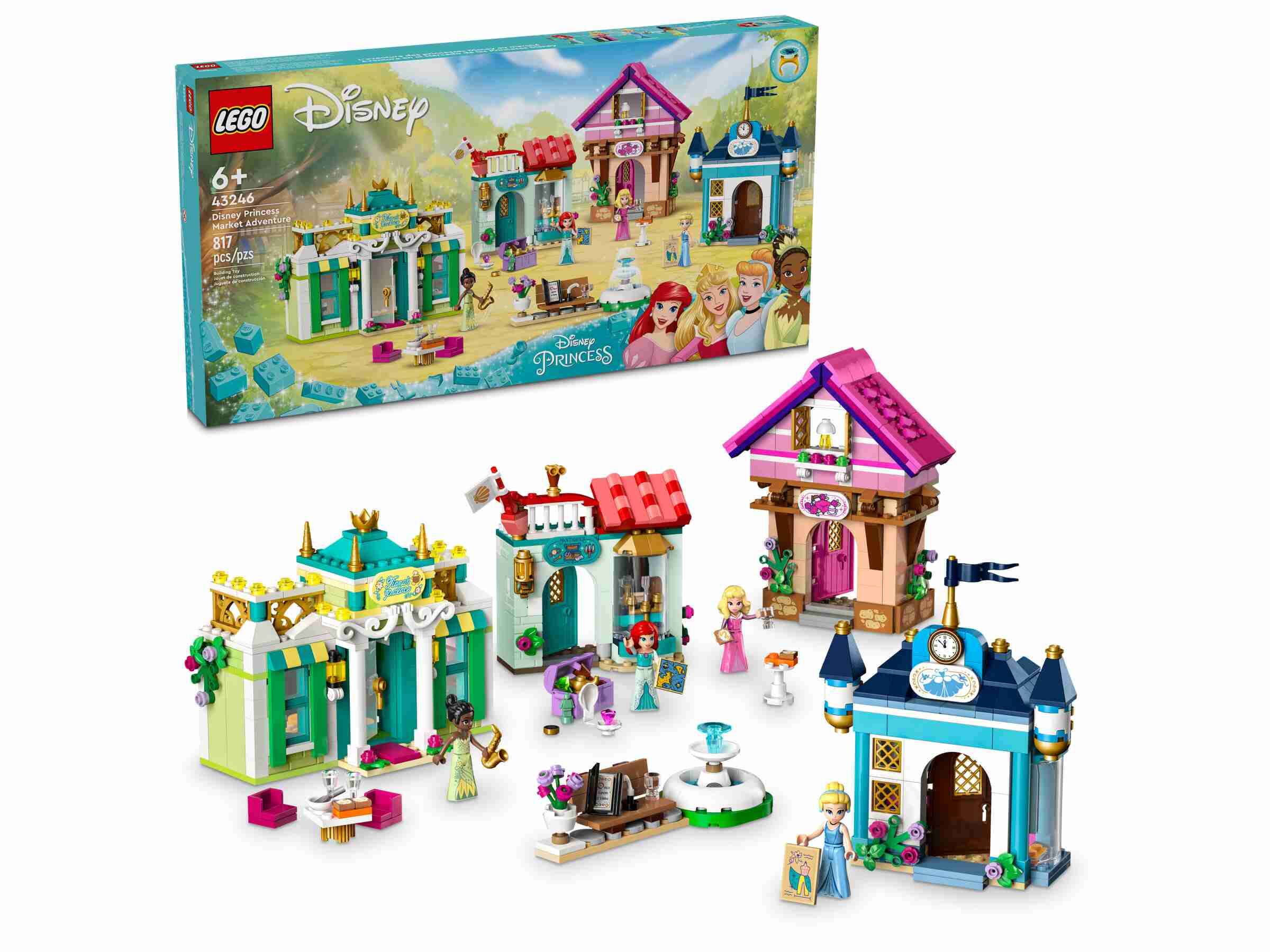 LEGO 43246 Disney Princess Abenteuermarkt, 4 Gebäude, 4 Prinzessinen
