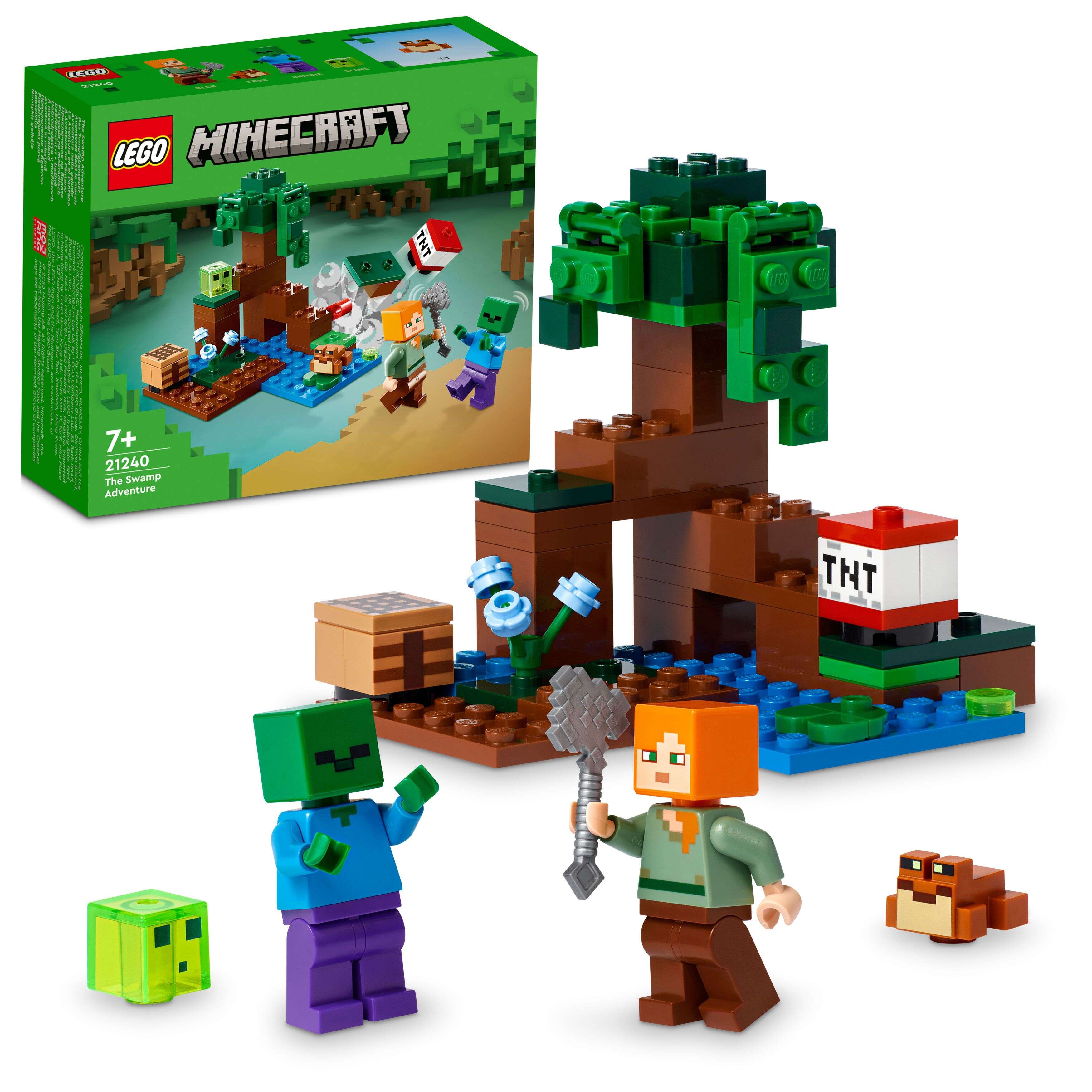 LEGO 21240 Minecraft Das Sumpfabenteuer, Alex, Zombie, TNT-Sprengfunktion