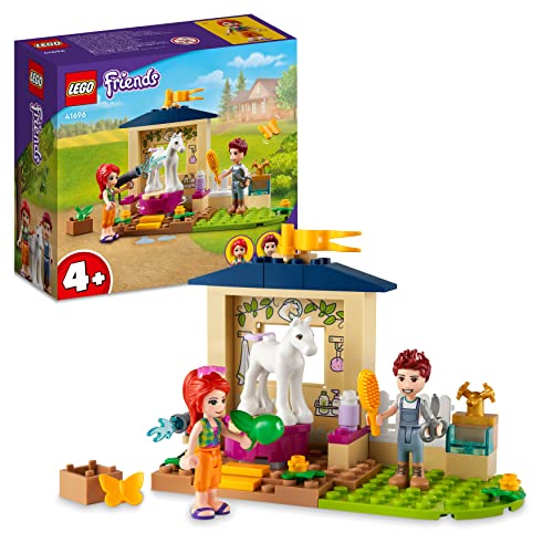 LEGO 41696 Friends Ponypflege, Pferdestall mit Pferd-Figur und Mia Mini-Puppe