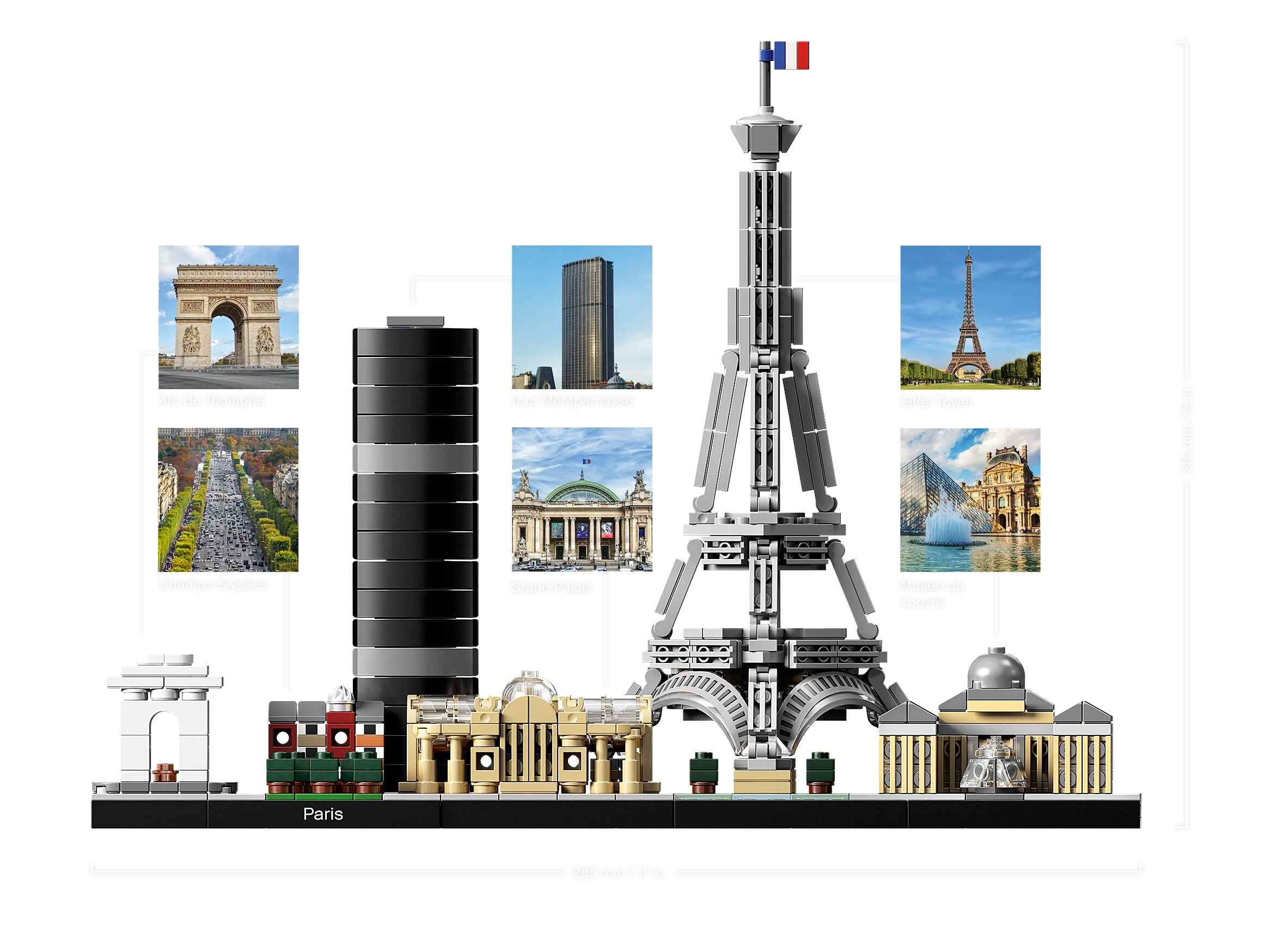 LEGO 21044 Architecture Paris, Modellbausatz mit Eiffelturm und Louvre-Modell