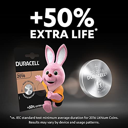 Duracell Specialty 2016, 3V Lithium Knopfzelle Batterie, CR2016, 2er-Pack