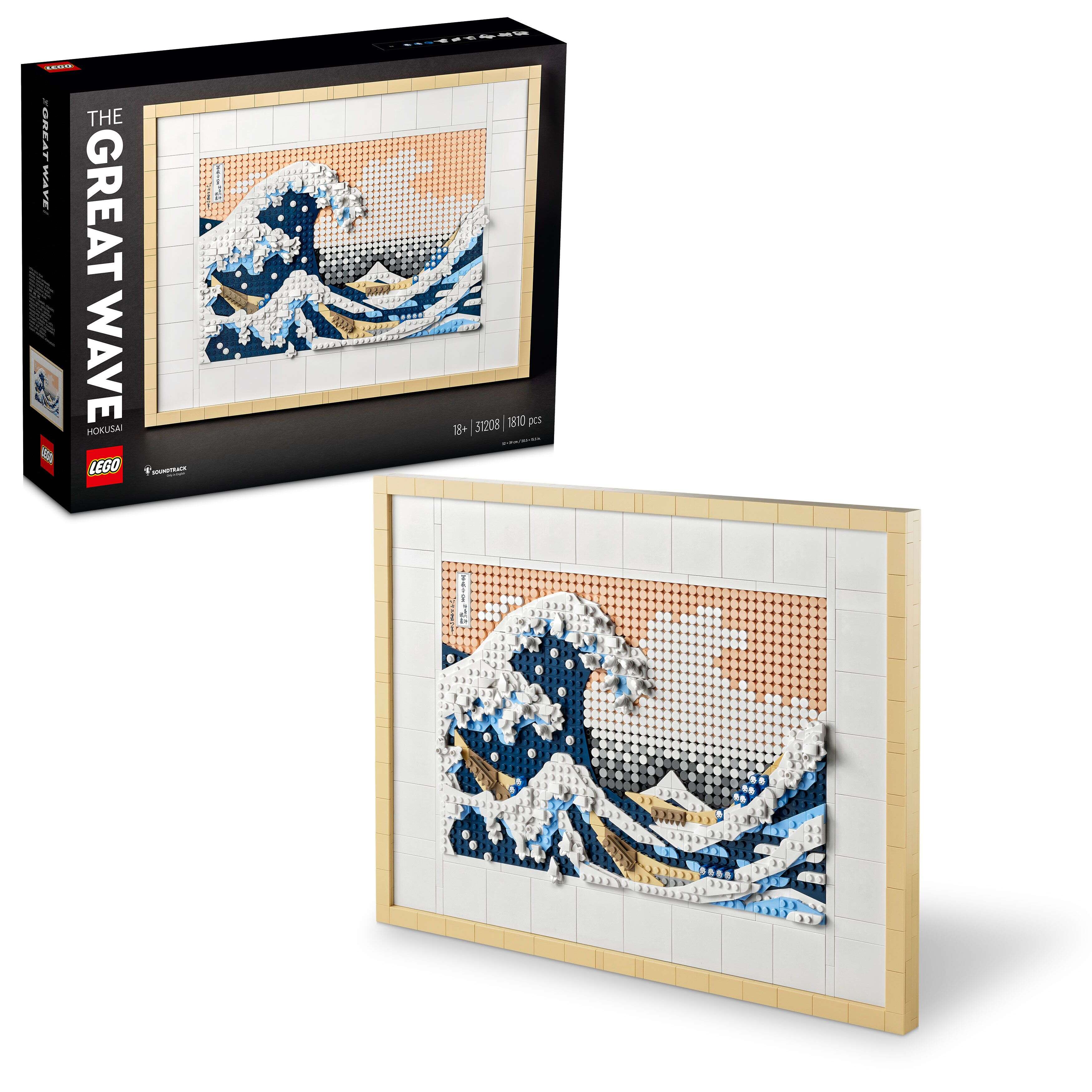LEGO 31208 Art Hokusai – Große Welle, 6 Wanddekorplatten, 2 Aufhänger