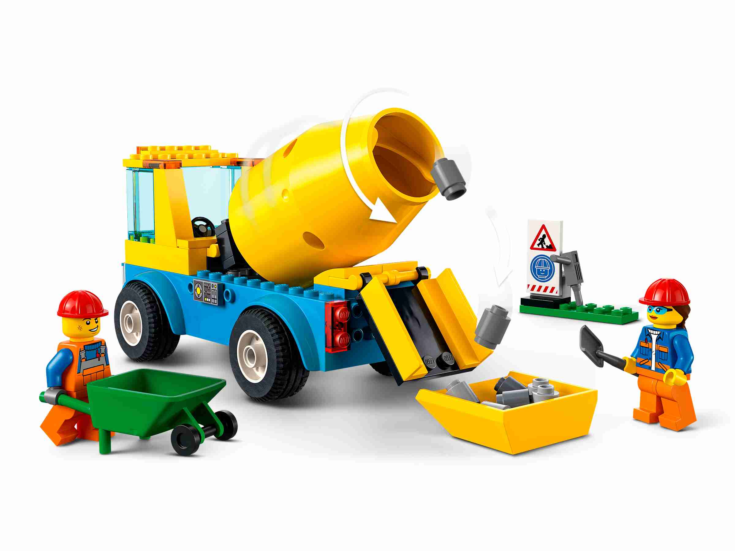 LEGO 60325 City Starke Fahrzeuge Betonmischer,  Baufahrzeugen und Minifiguren