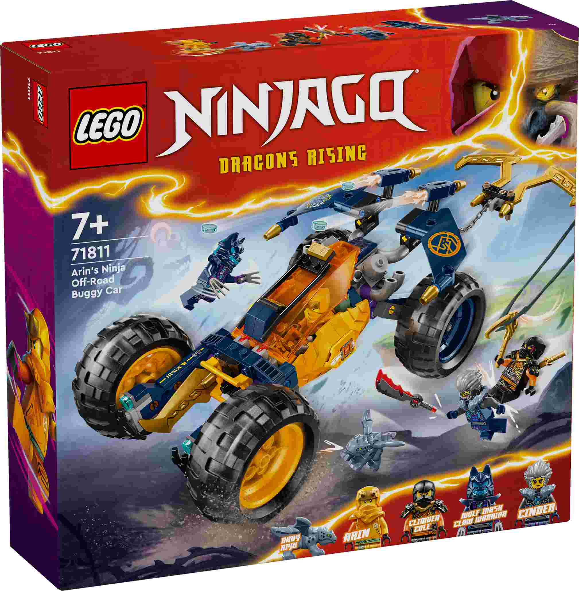 LEGO 71811 NINJAGO Arins Ninja-Geländebuggy, 4 Minifiguren, Cockpit, 2 Shooter