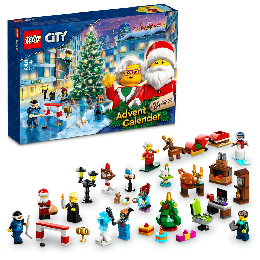 LEGO 60381 City Adventskalender 2023, herunterklappbare Spielmatte