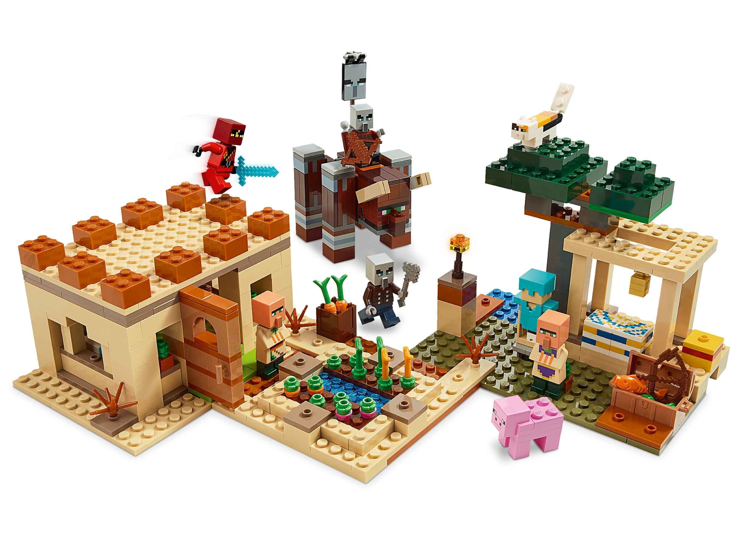 LEGO 21160 Minecraft Der Illager-Überfall, Bauset mit Verwüster und Kai
