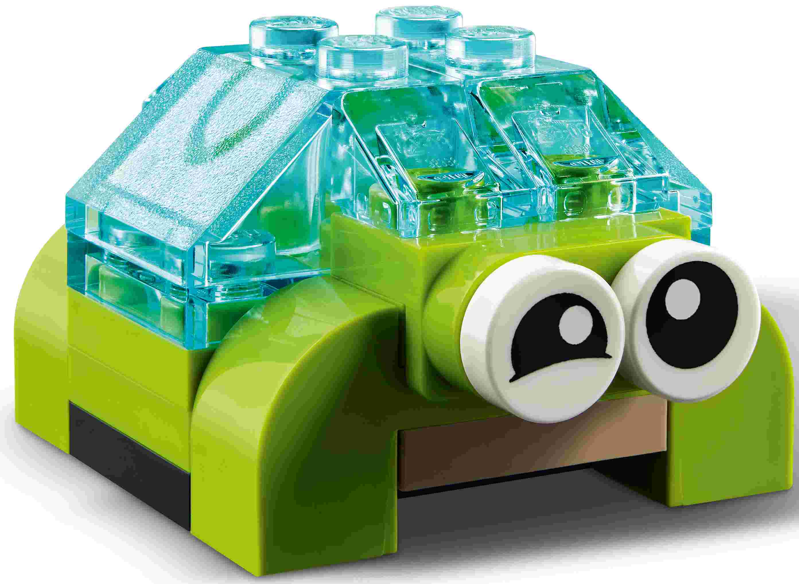 LEGO 11013 Classic Kreativ-Bauset mit durchsichtigen Steinen, 8 Bauideen