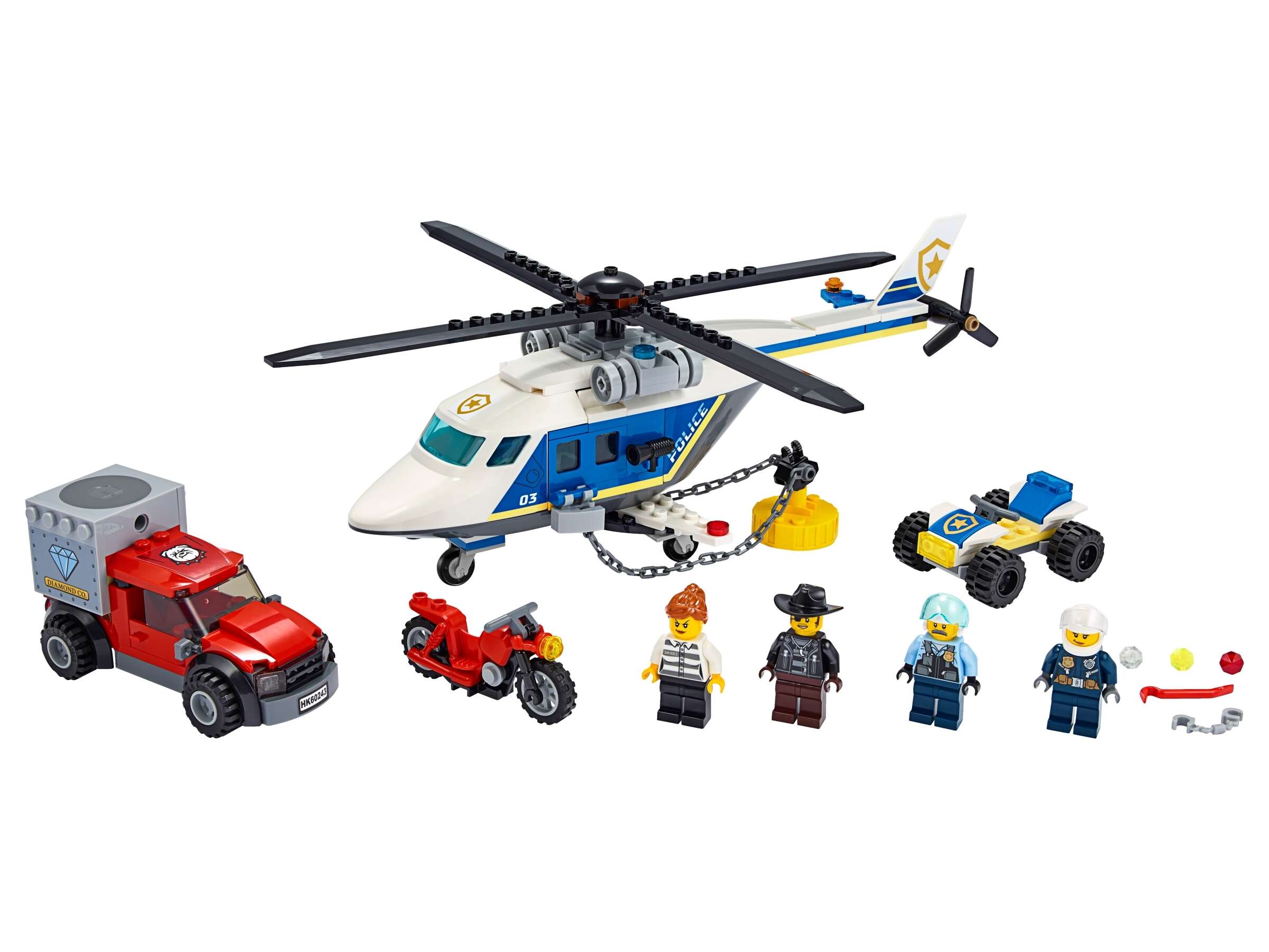 LEGO 60243 City Verfolgungsjagd mit dem Polizeihubschrauber, 4 Minifiguren