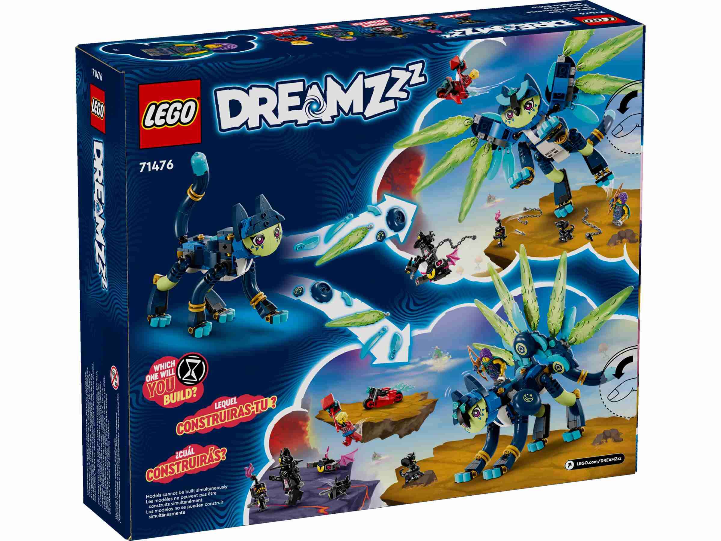 LEGO 71476 DREAMZzz Zoey und die Katzeneule Zian, Katzenpfau, 3 Minifiguren