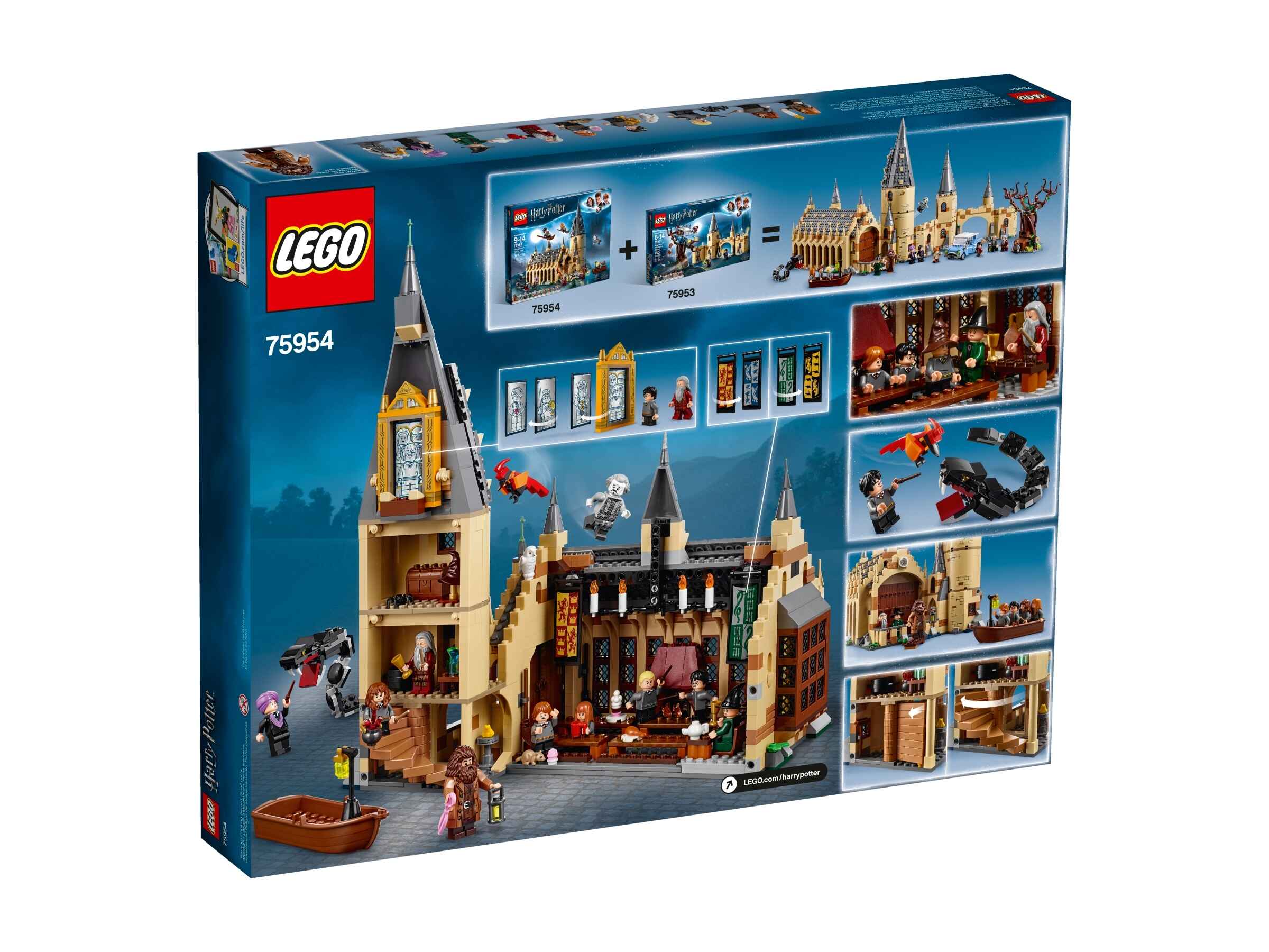 LEGO 75954 Harry Potter Die große Halle von Hogwarts mit 10 Minifiguren und Boot