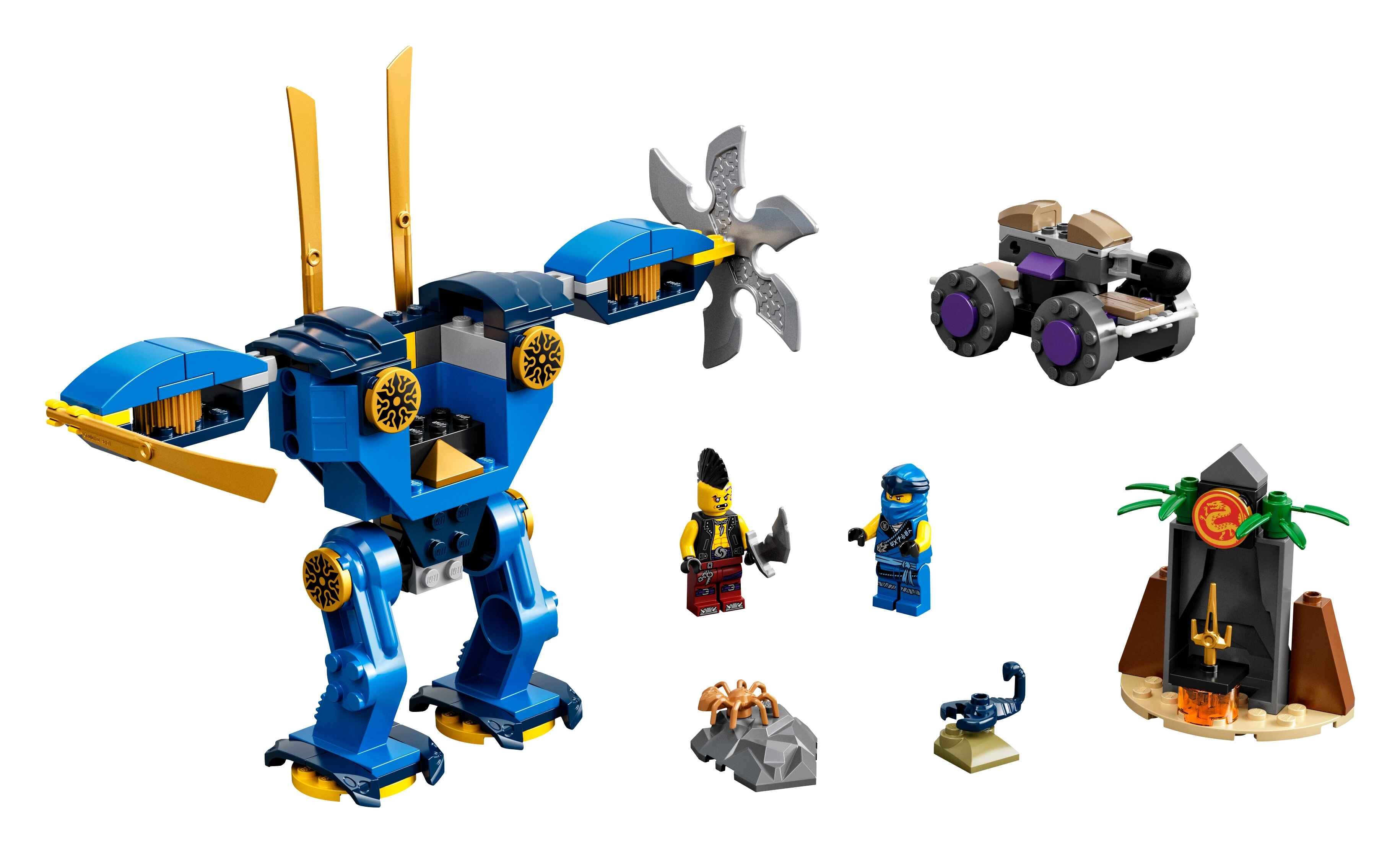 LEGO 71740 NINJAGO Jays Elektro-Mech Actionfigur mit Spinne und Ninja Auto