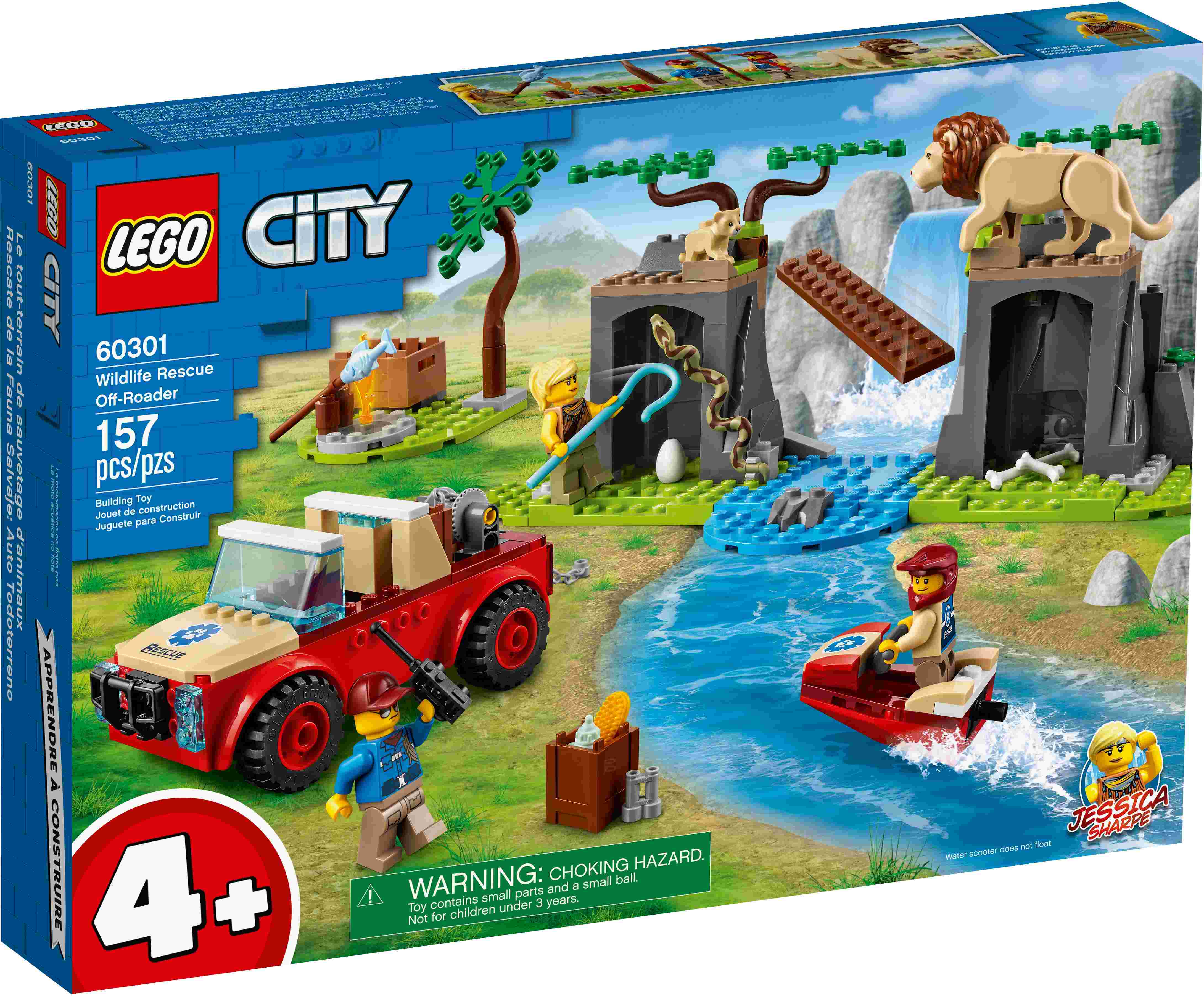 LEGO 60301 City Wildlife Tierrettungs-Geländewagen, 3 Minifiguren, 3 Tiere