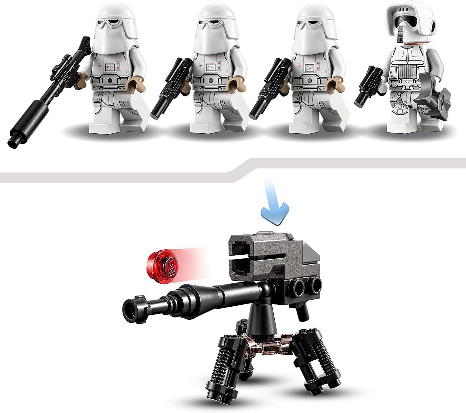 LEGO 75320 Star Wars Snowtrooper Battle Pack, 4 Figuren, Waffen, Düsenschlitten