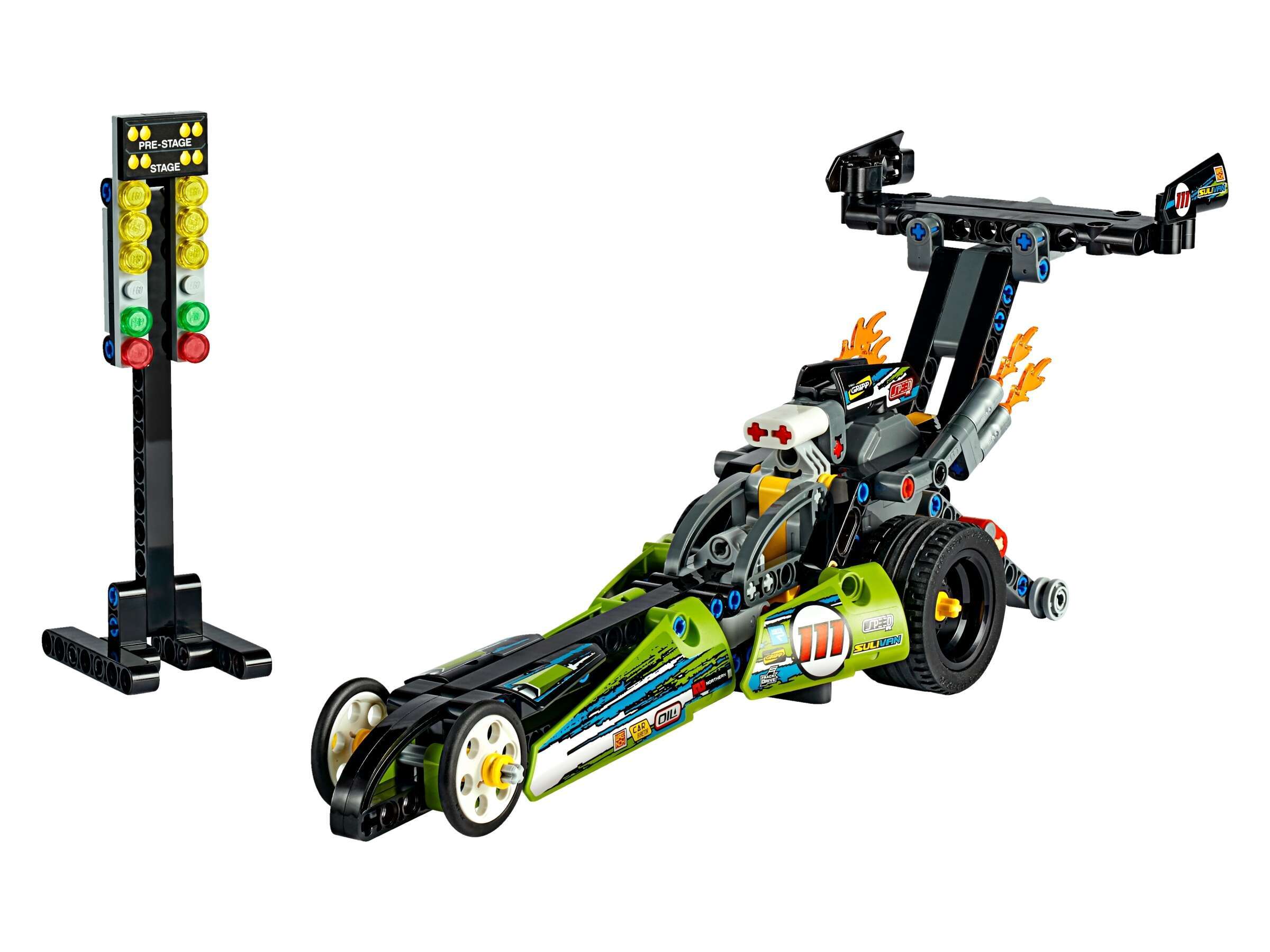 LEGO 42103 Technic Dragster Rennauto, 2-in-1 Set Hot Rod, Rückziehmotor