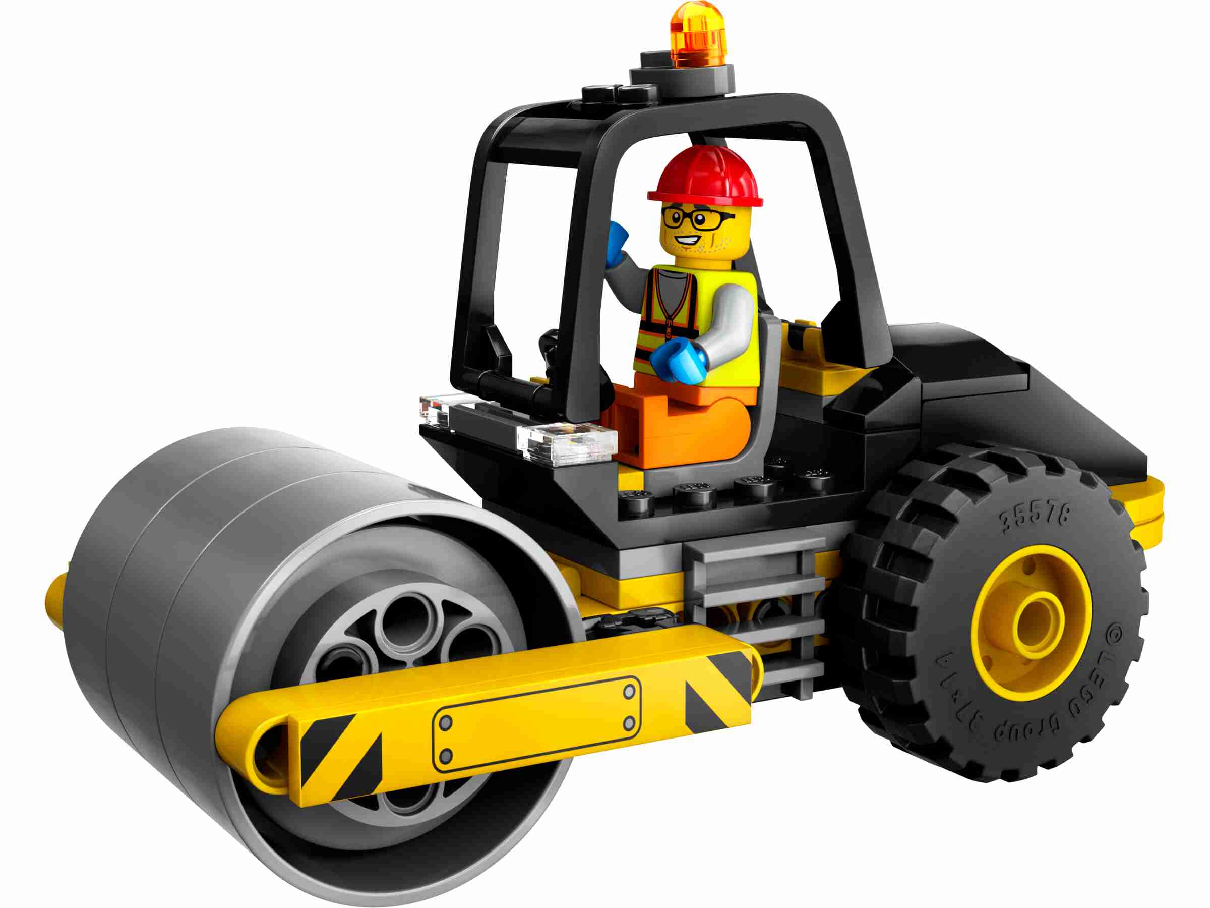 LEGO 60401 City Straßenwalze, grobstollige Reifen, Bauarbeiter-Minifigur