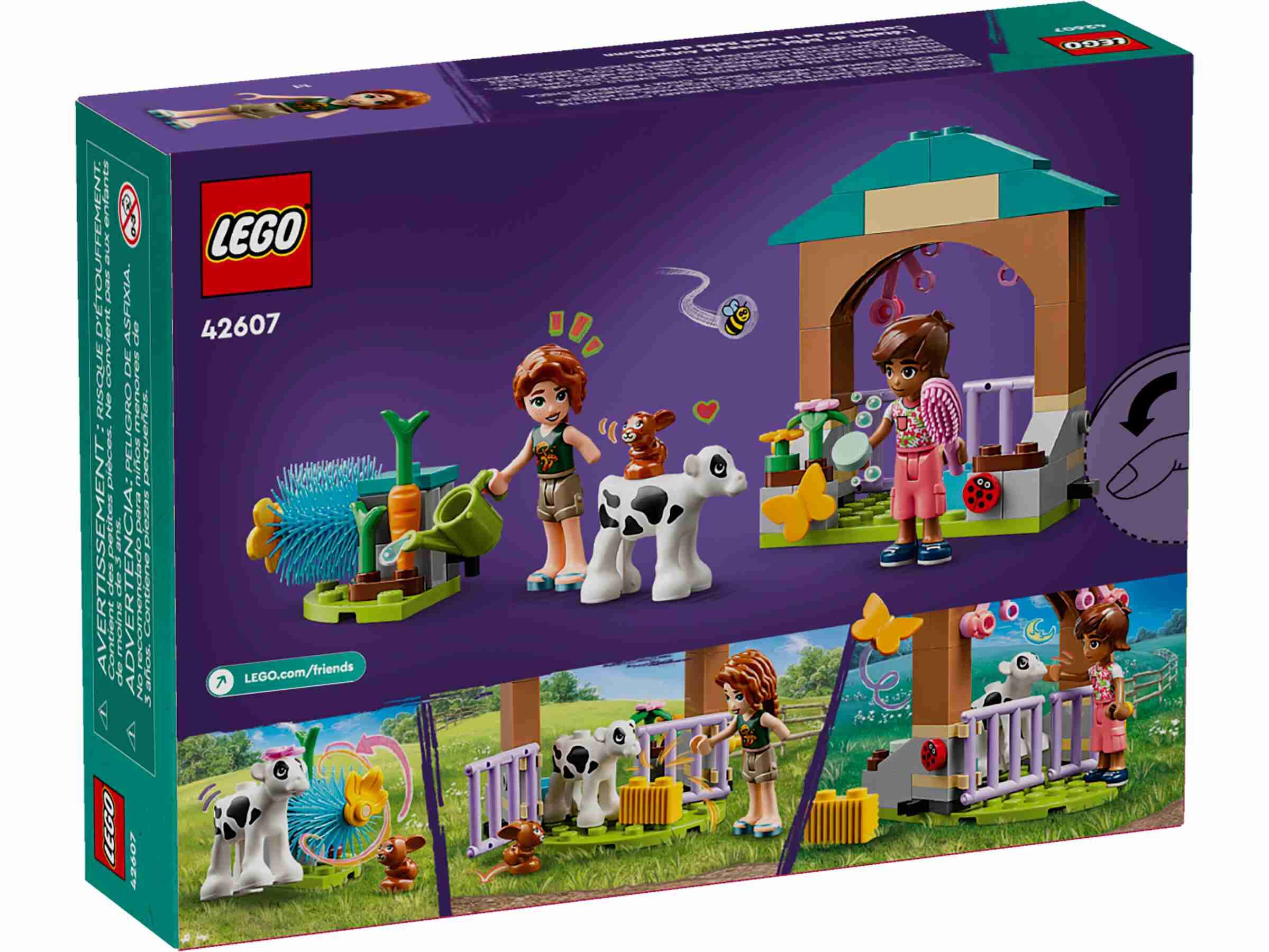 LEGO 42607 Friends Autums Kälbchenstall, 2 Spielfiguren, Kälbchen, Häschen