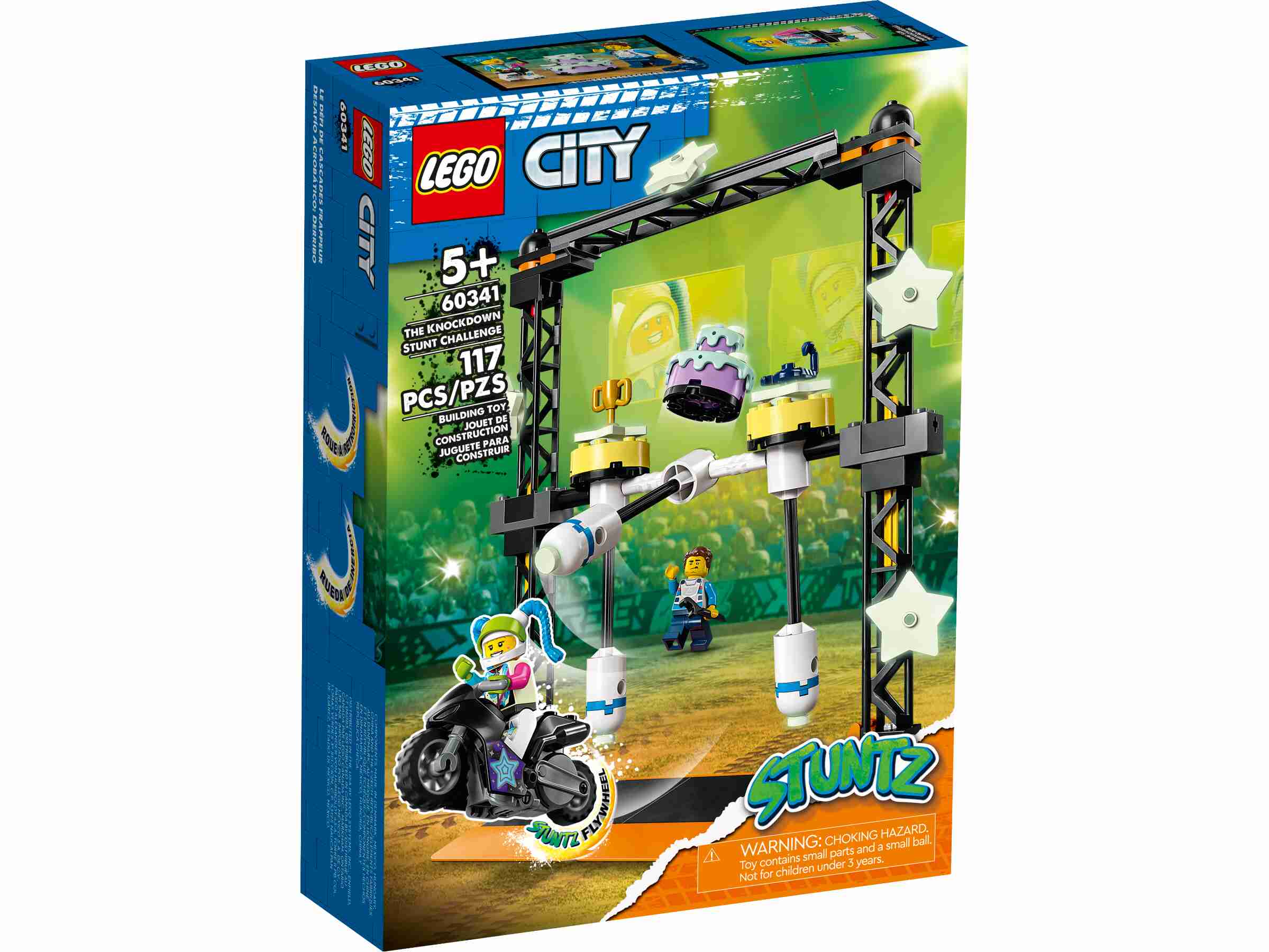 LEGO 60341 City Stuntz Umstoß-Challenge Set, inkl. Motorrad u. Stunt Racer Figur